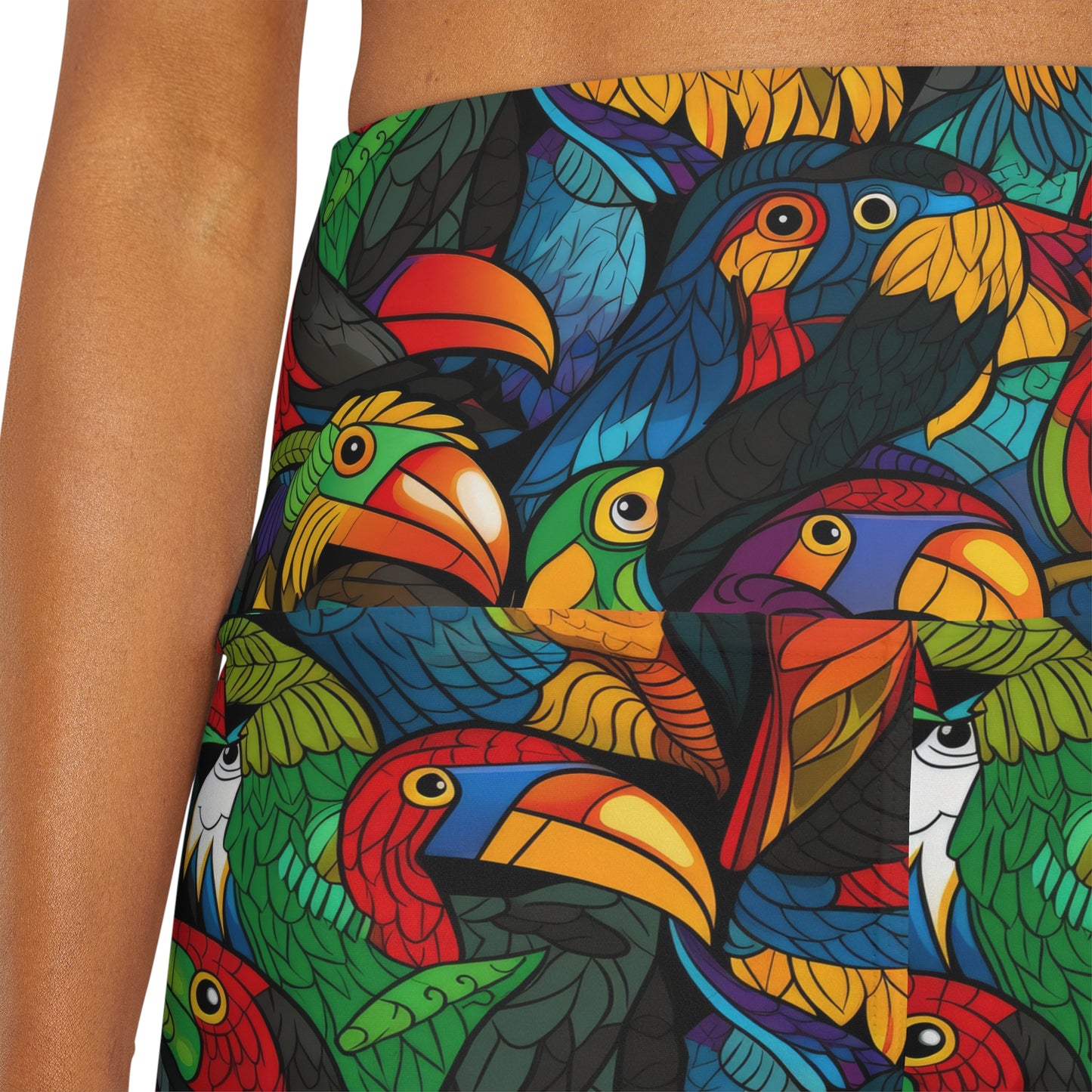 High Waisted Yoga Shorts - Toucan Clan