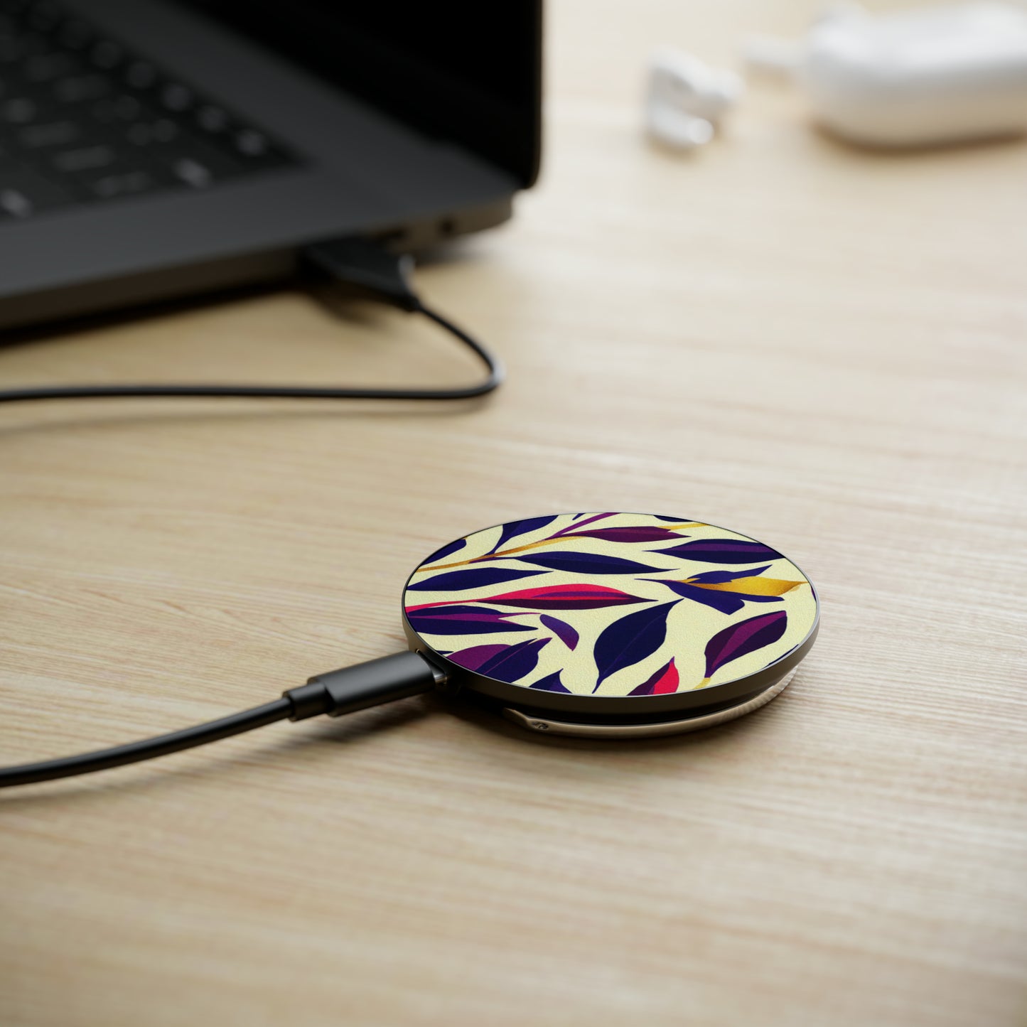 Magnetic Induction Charger - Violet Flourish Damask