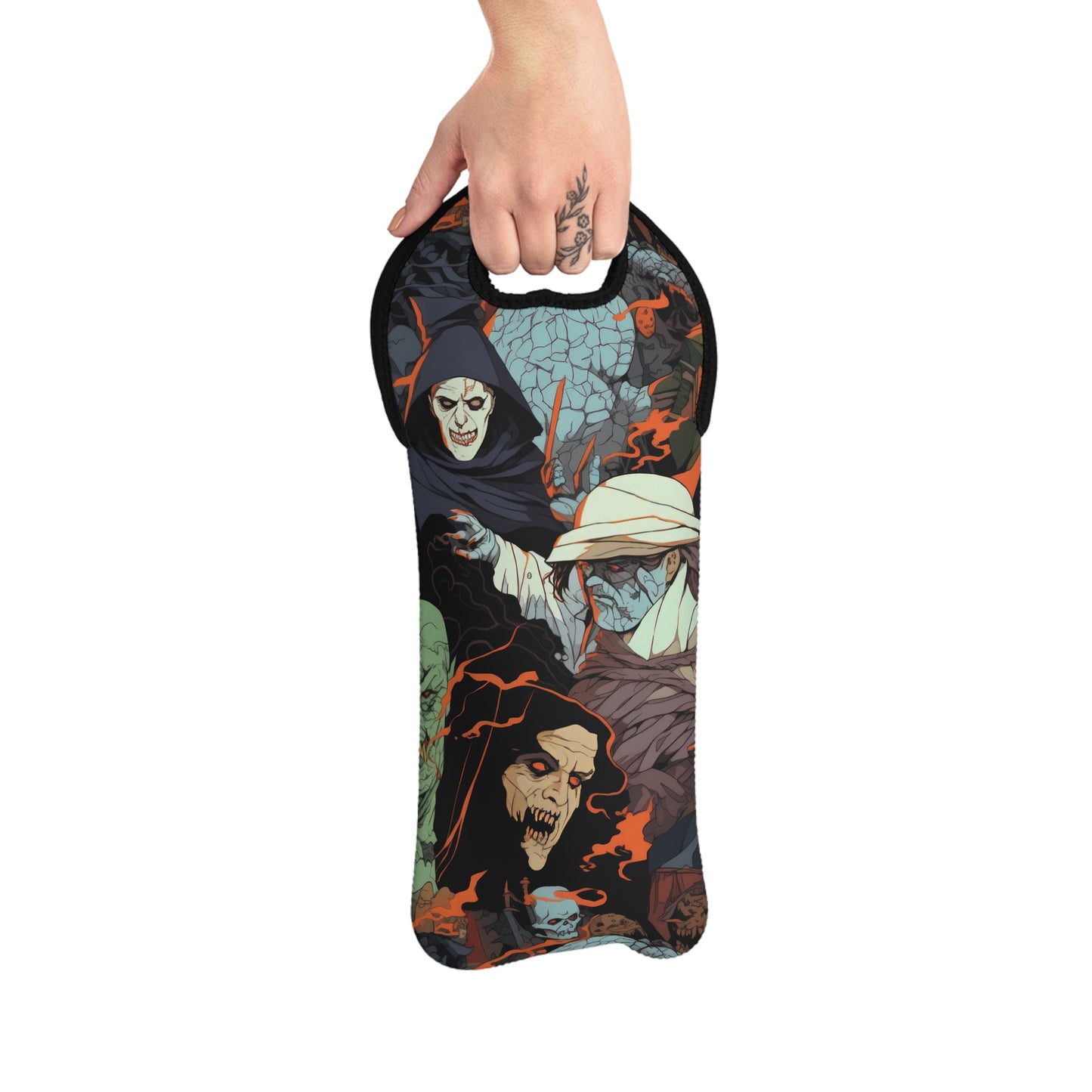 Wine Tote Bag - Spooky Monsters Anime Alpha