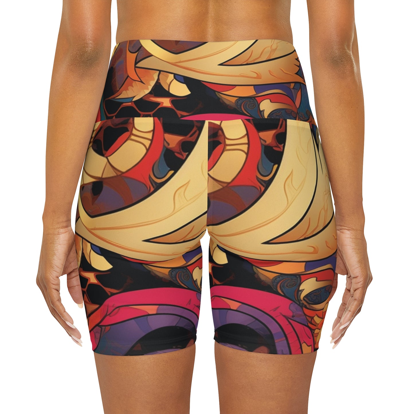 High Waisted Yoga Shorts - Luxury Fibonacci Fusion