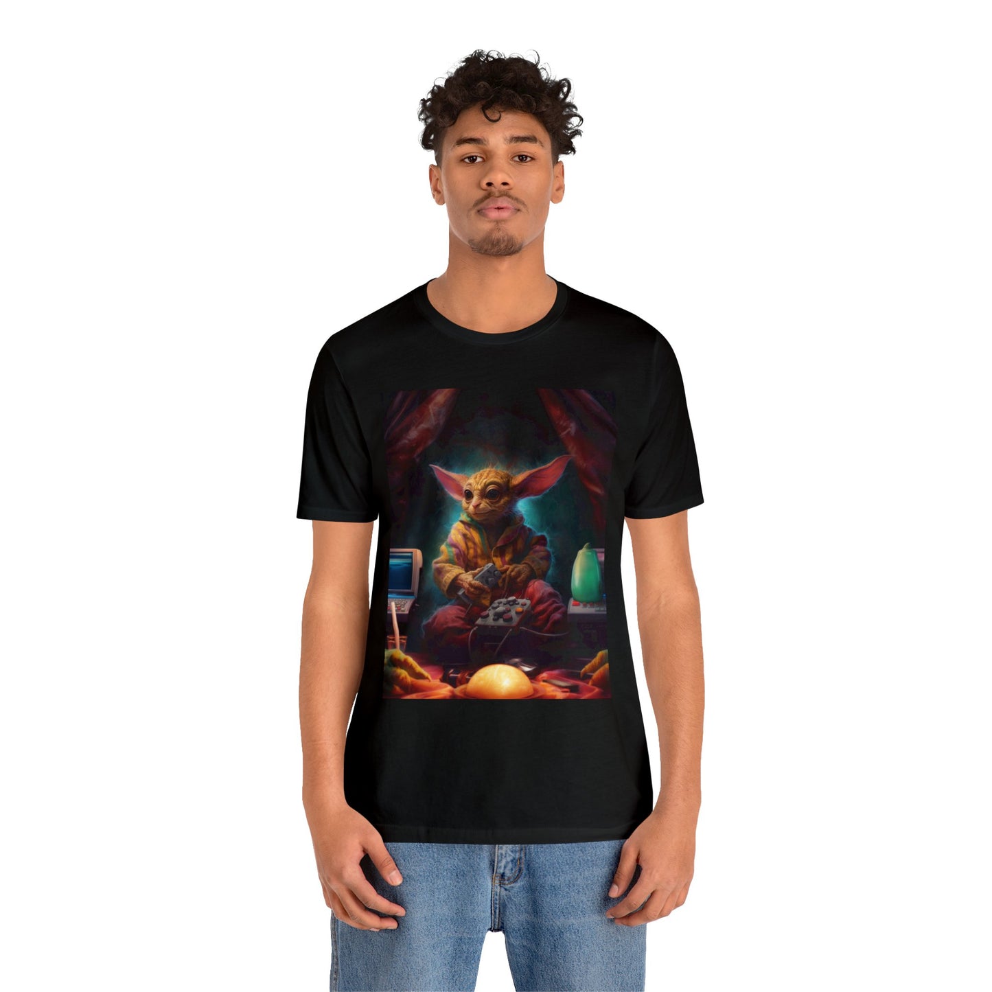 Unisex Jersey Short Sleeve Tee - Salacious CrumbPlaying Video Games with a Playstation controller