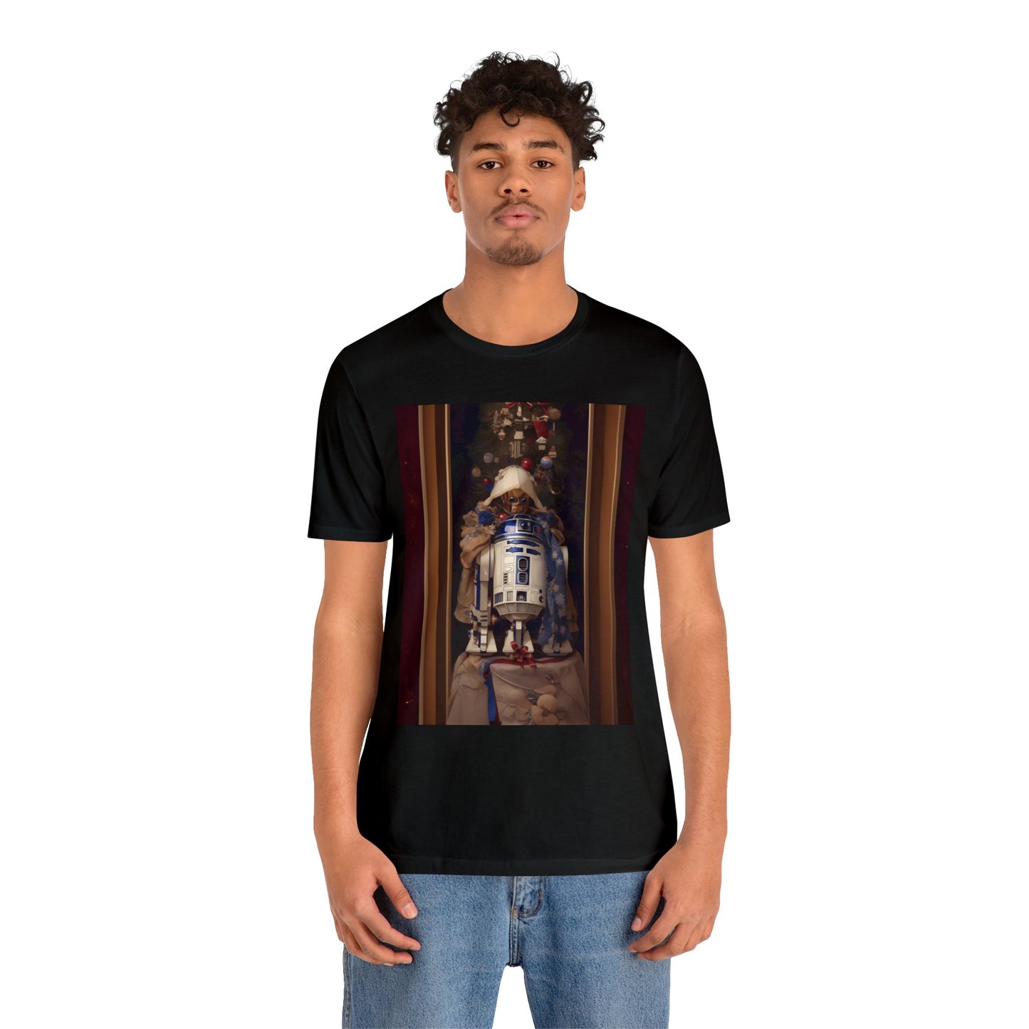 Unisex Jersey Short Sleeve Tee - R2D2 Norman Rockwell Christmas Card
