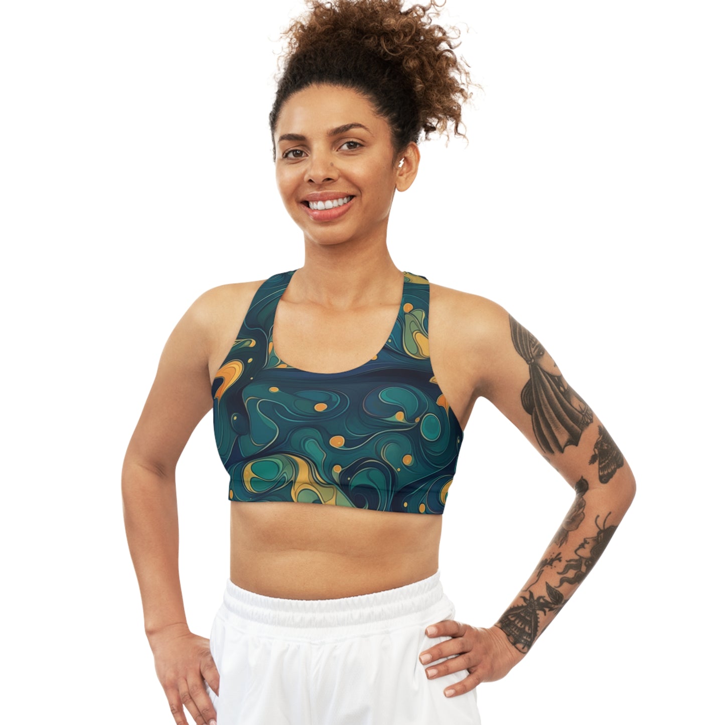 Sports Bra - Kenric Trikonasana 70s Sci Fi Nebula