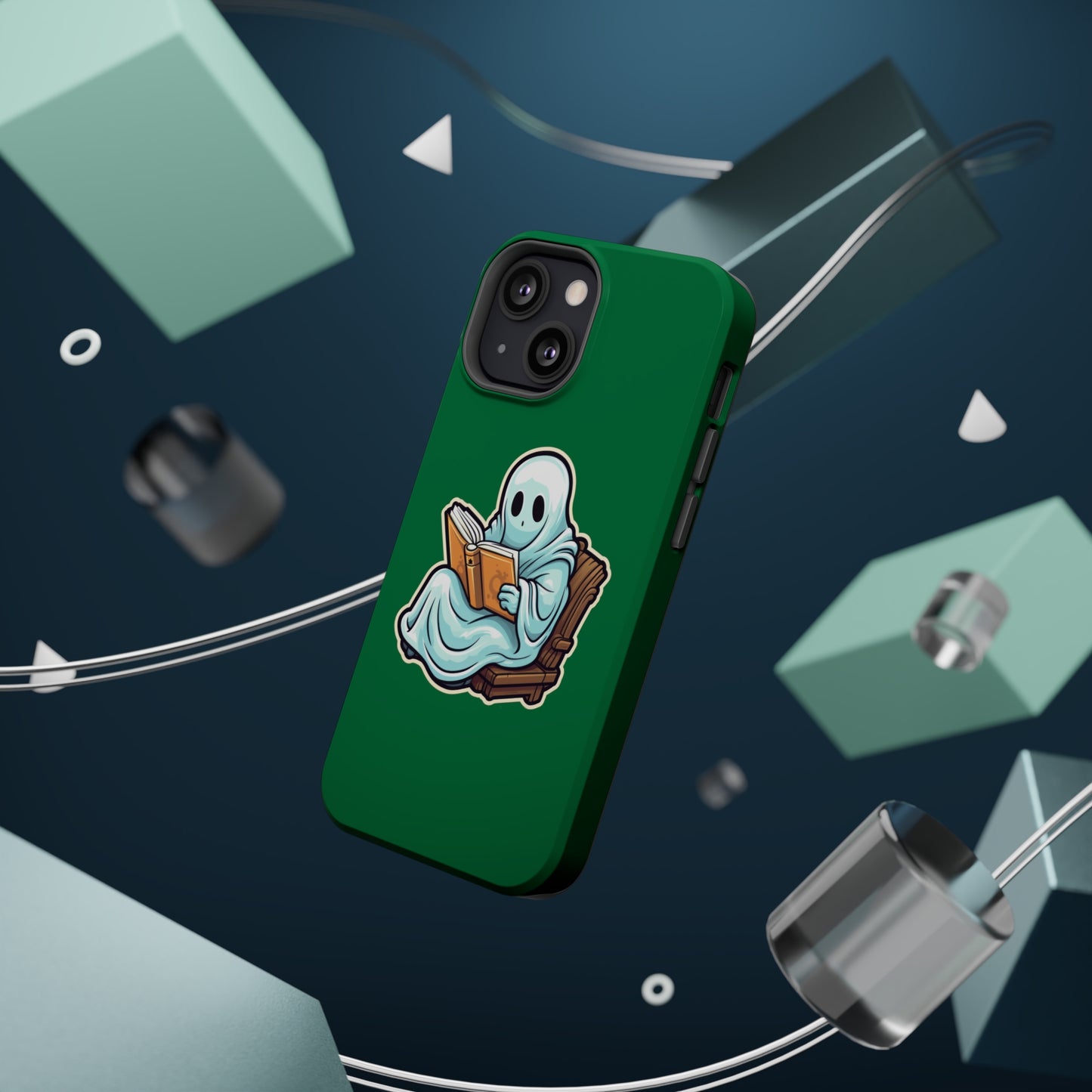 Ghost Reading Books iPhone Case, Halloween Teacher Gift, Librarian, Ghost, Halloween MagSafe Tough iPhone Case