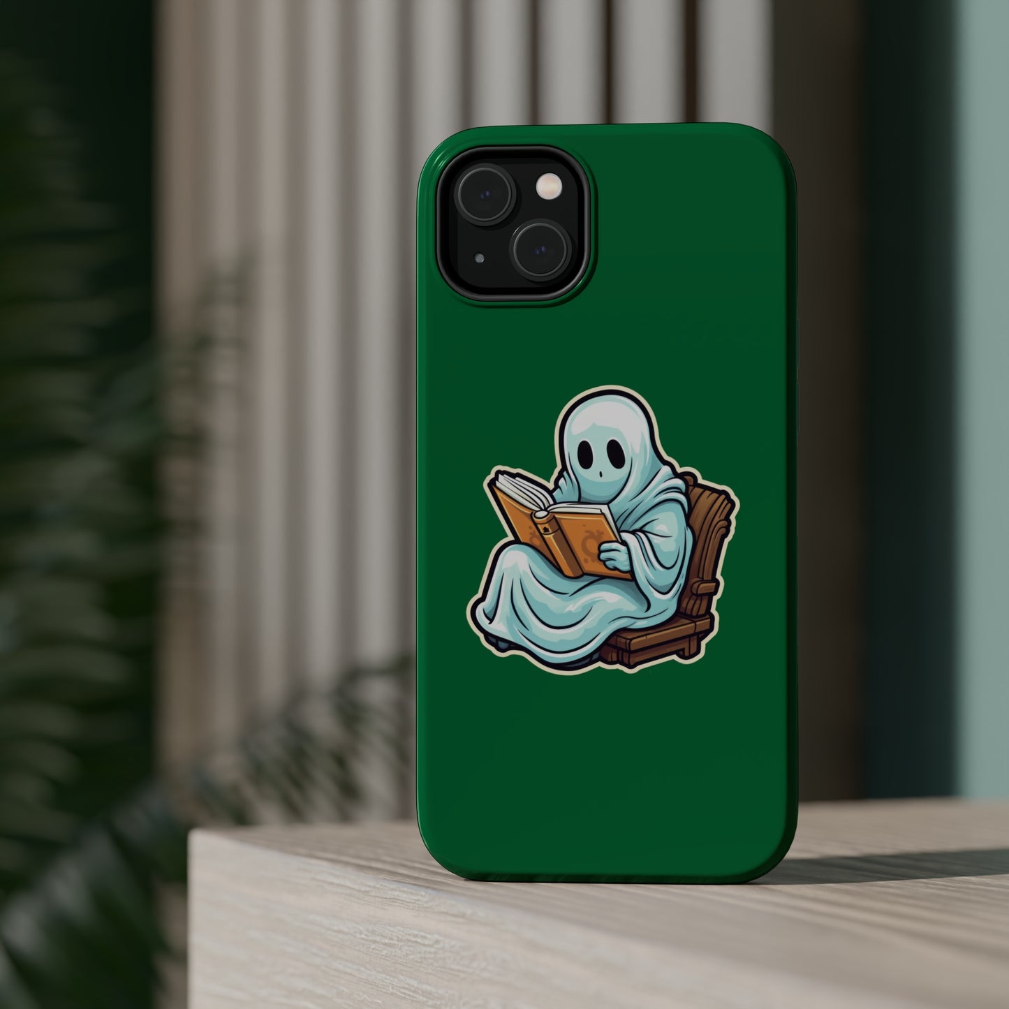 Ghost Reading Books iPhone Case, Halloween Teacher Gift, Librarian, Ghost, Halloween MagSafe Tough iPhone Case