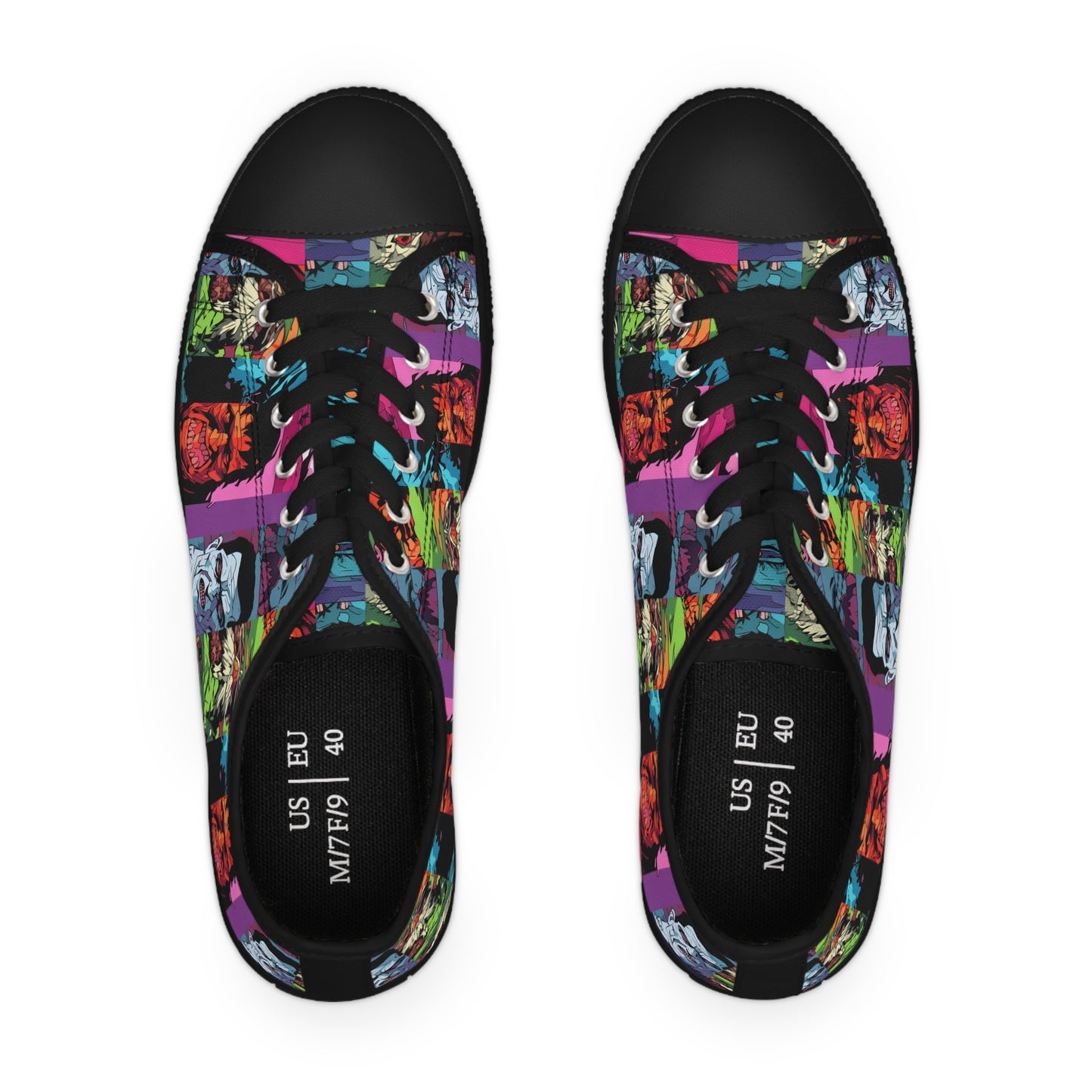 Women's Low Top Sneakers - Spooky Monsters Anime Beta