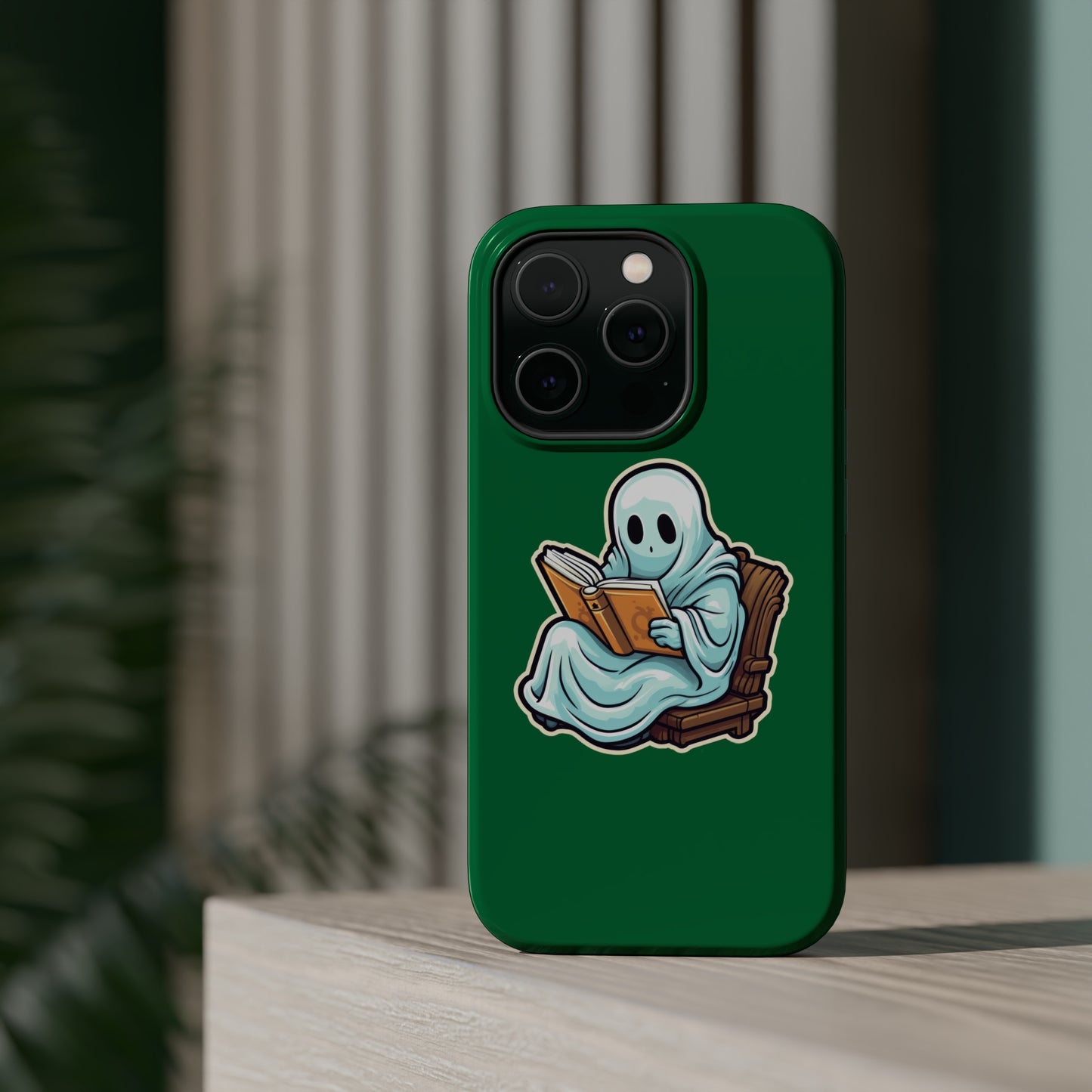 Ghost Reading Books iPhone Case, Halloween Teacher Gift, Librarian, Ghost, Halloween MagSafe Tough iPhone Case