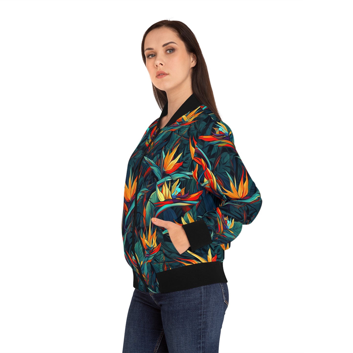 Women's Bomber Jacket - Bird of Paradise
