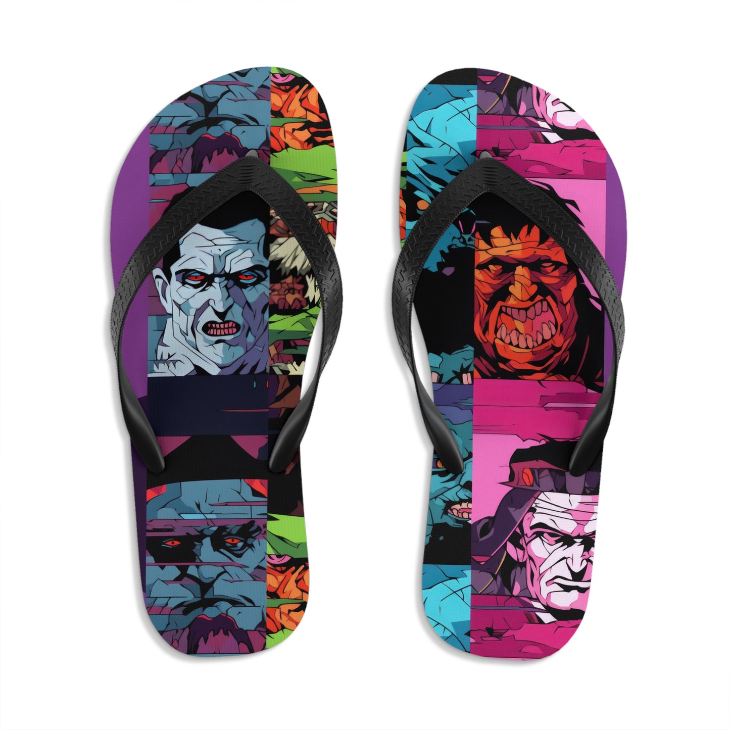 Unisex Flip-Flops - Spooky Monsters Anime Beta