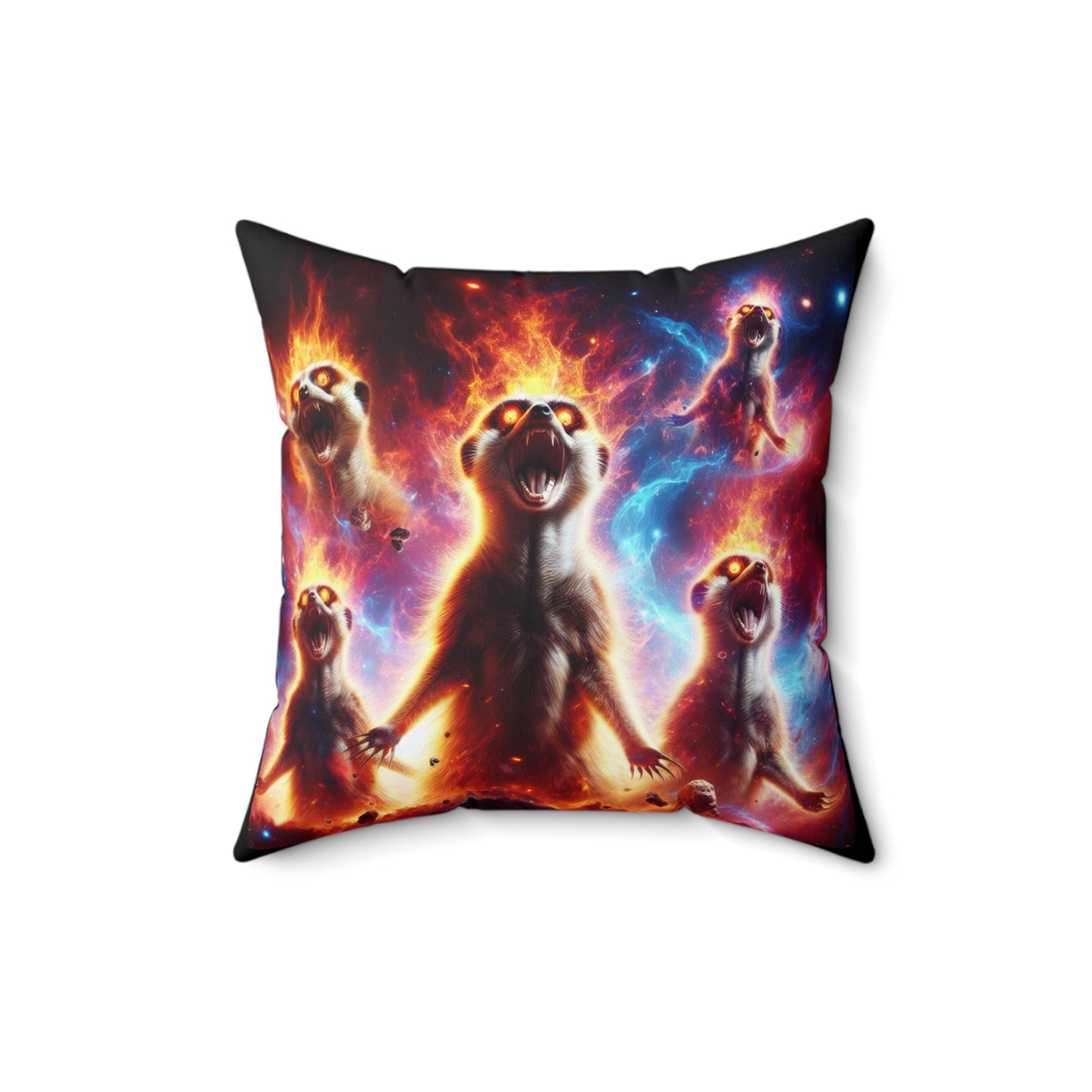 Spun Polyester Square Pillow - Meerkat Cosmic Level