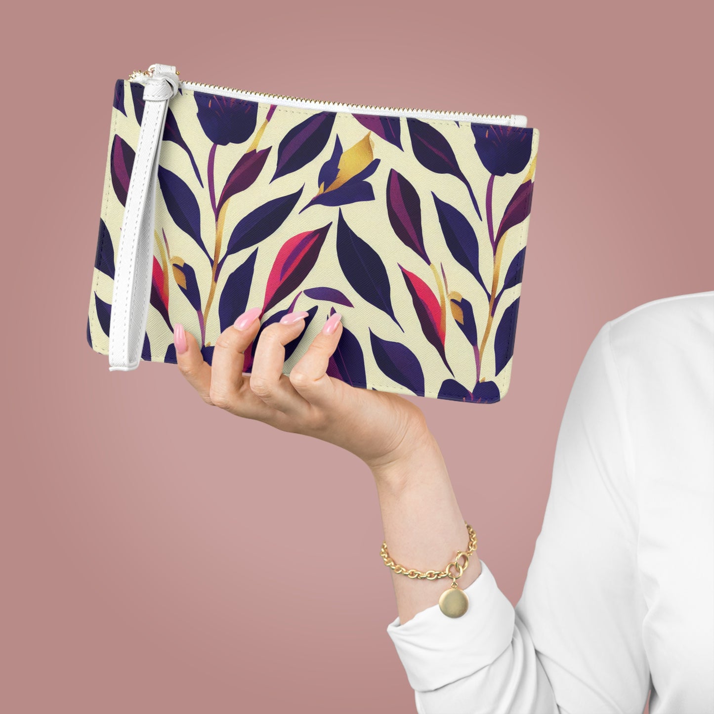 Violet Flourish Damask - Clutch