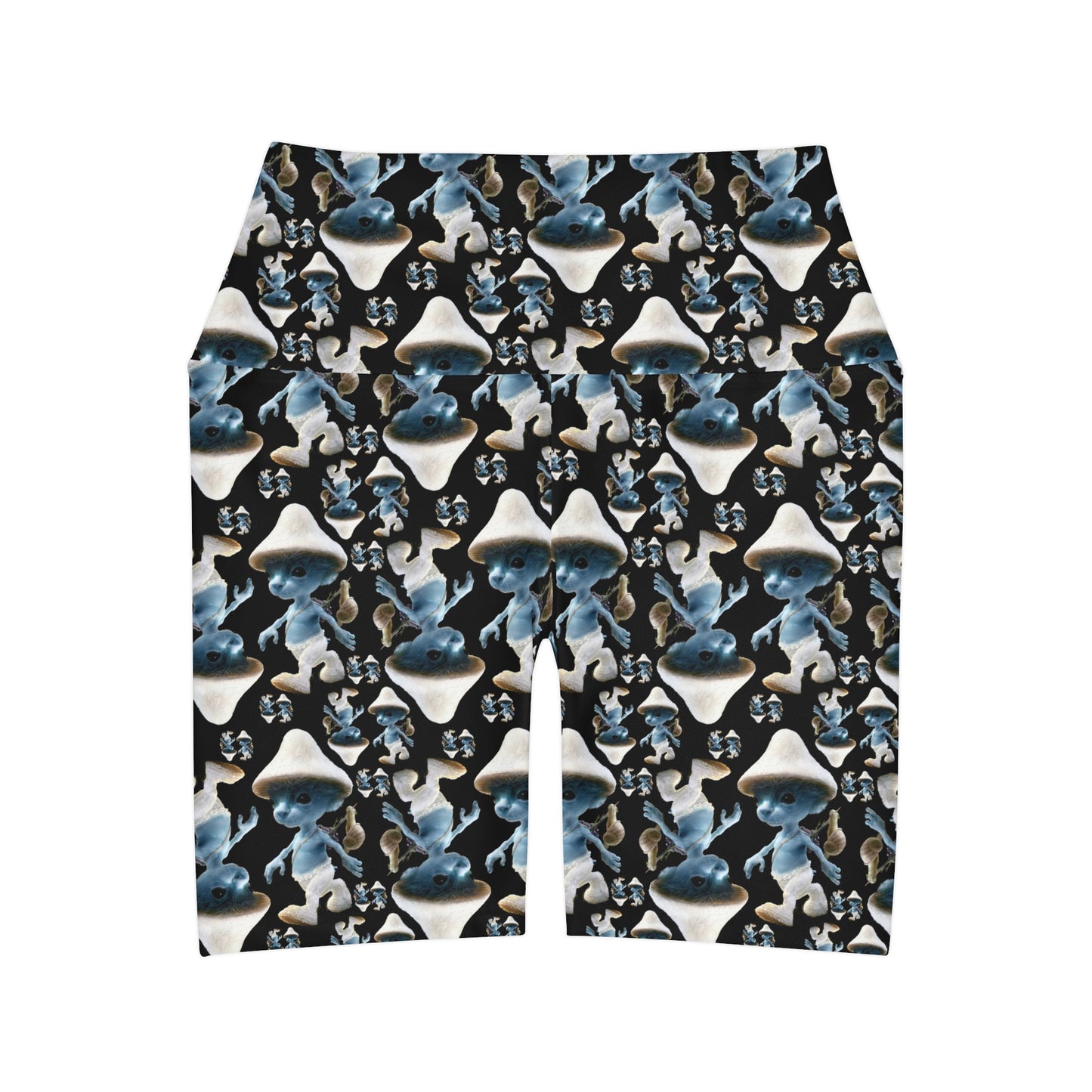 High Waisted Yoga Shorts - SmurfCat Pattern
