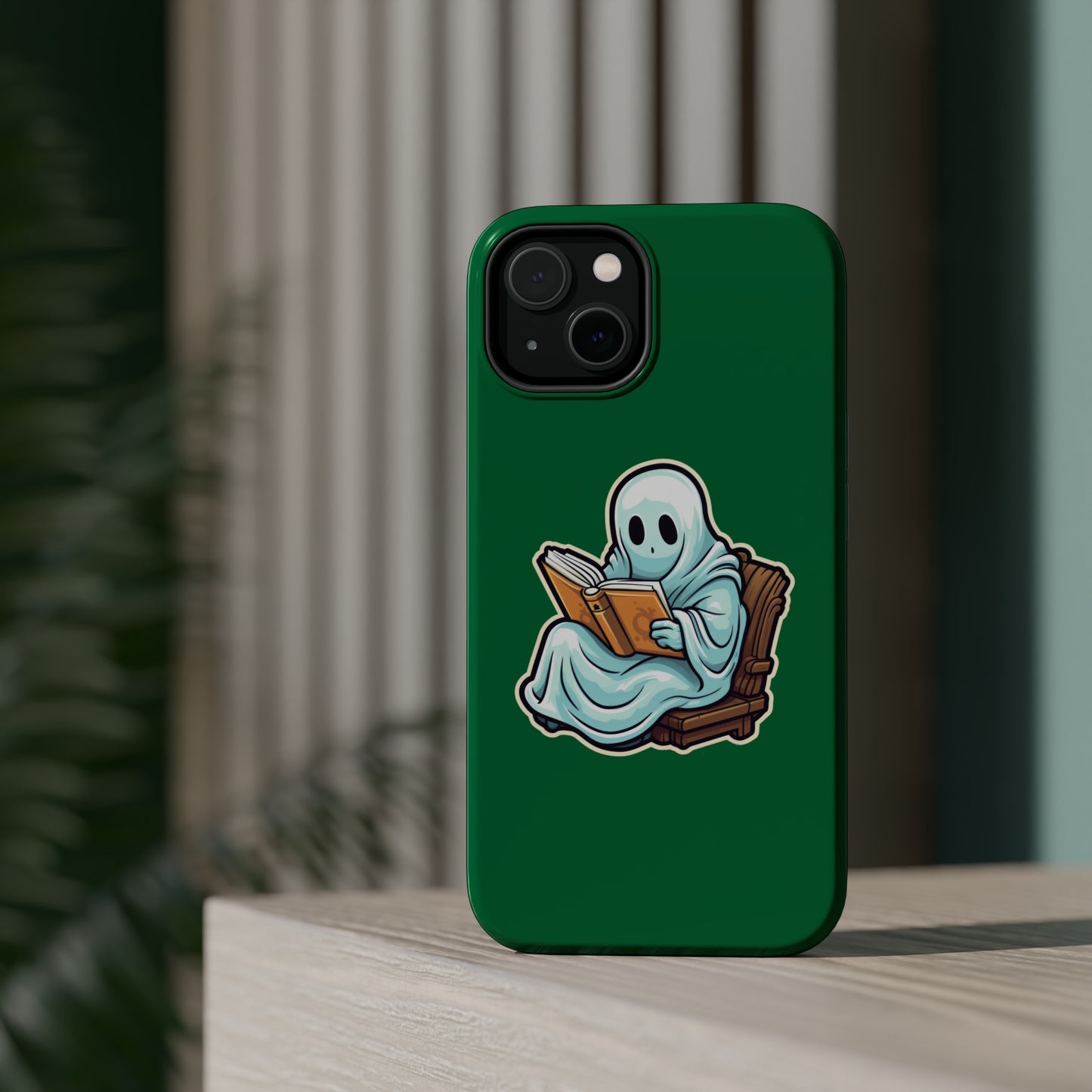 Ghost Reading Books iPhone Case, Halloween Teacher Gift, Librarian, Ghost, Halloween MagSafe Tough iPhone Case