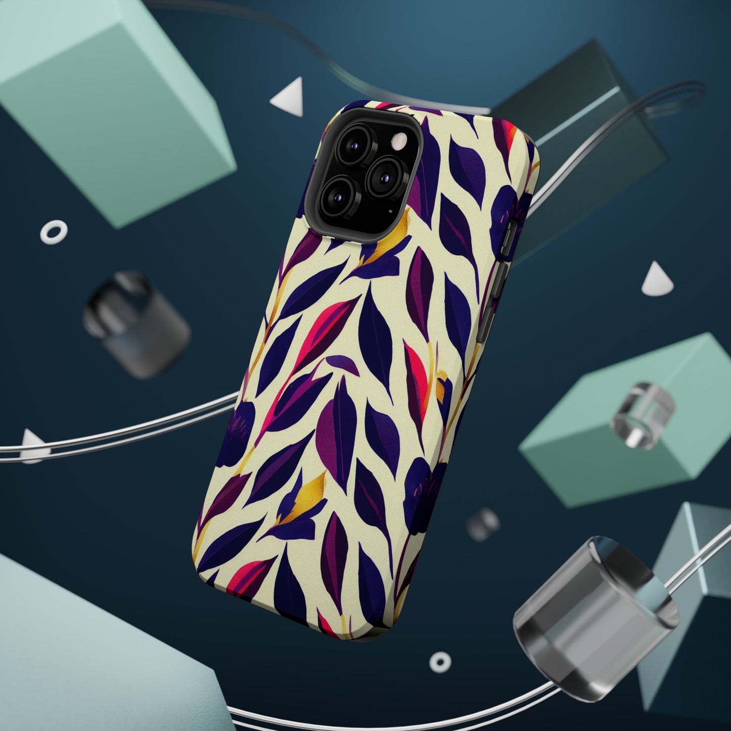 MagSafe Tough iPhone Case - Violet Flourish Damask