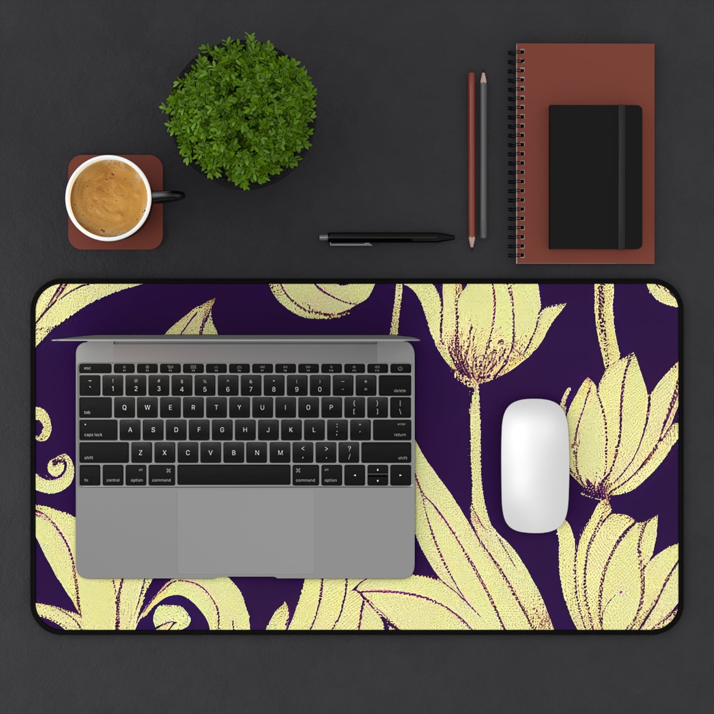 Desk Mat - Baroque Blossom Damask