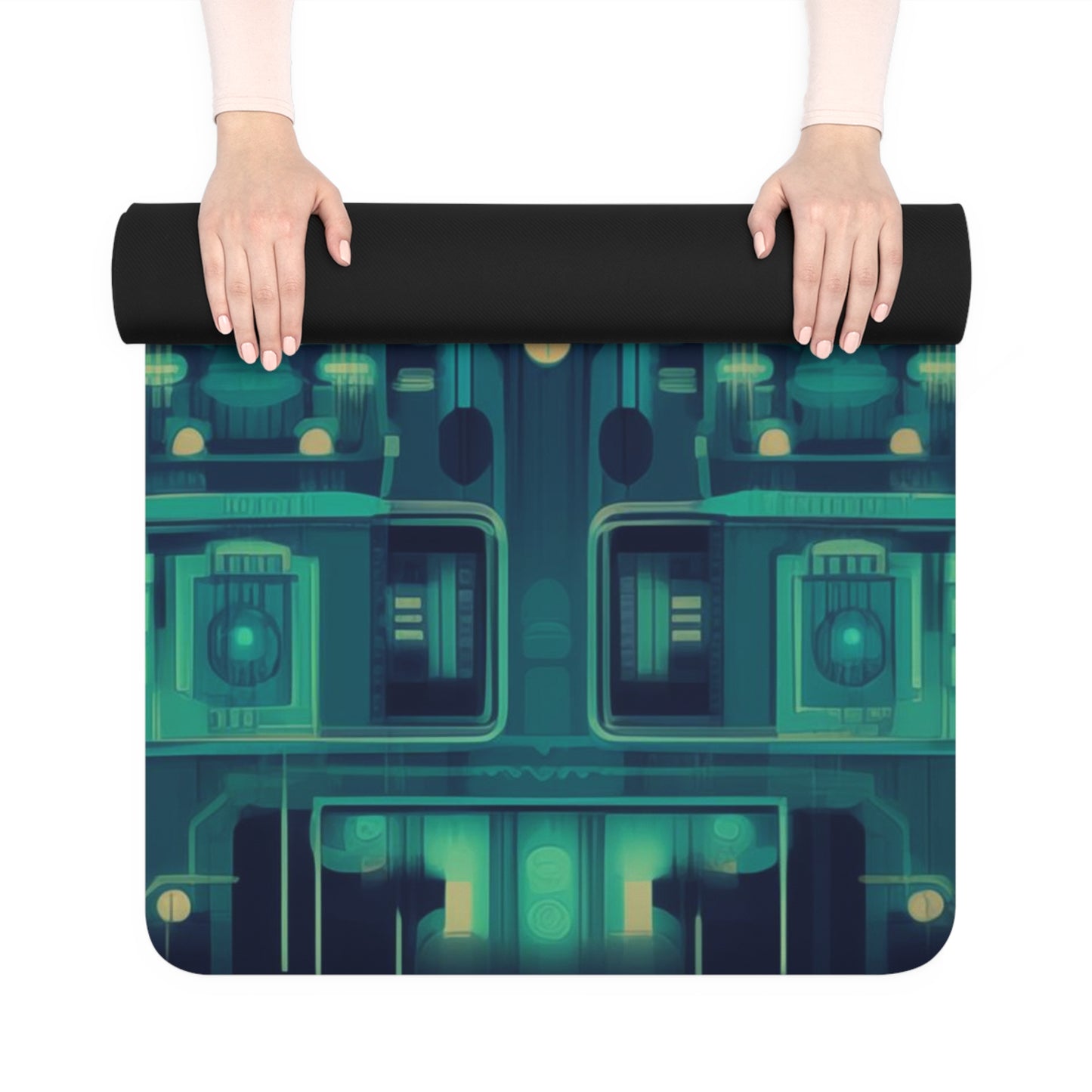 Rubber Yoga Mat- Annora Phalakasana Space Invader
