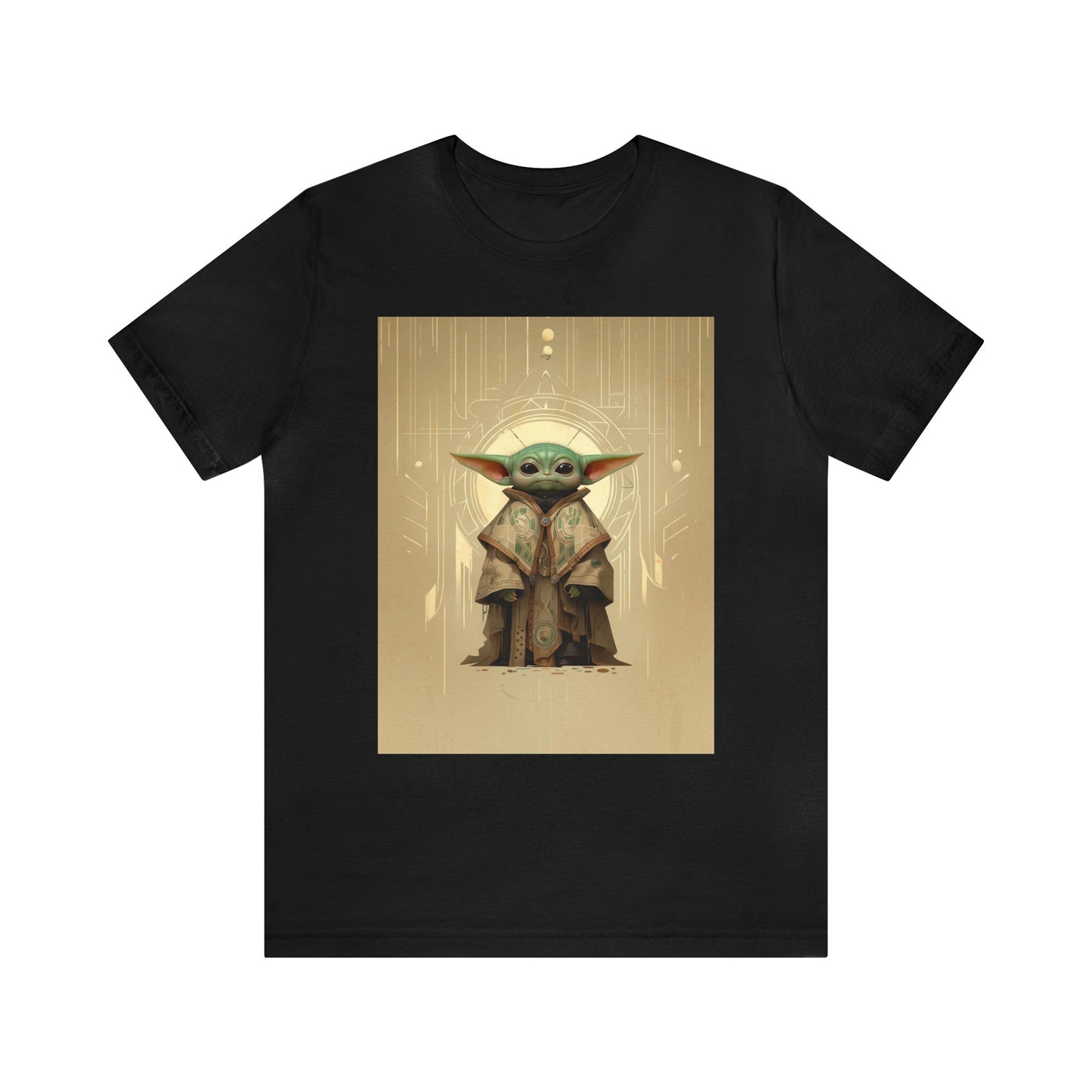 Unisex Jersey Short Sleeve Tee - Baby Yoda Grogu Art Deco Frank Lloyd Wright Design