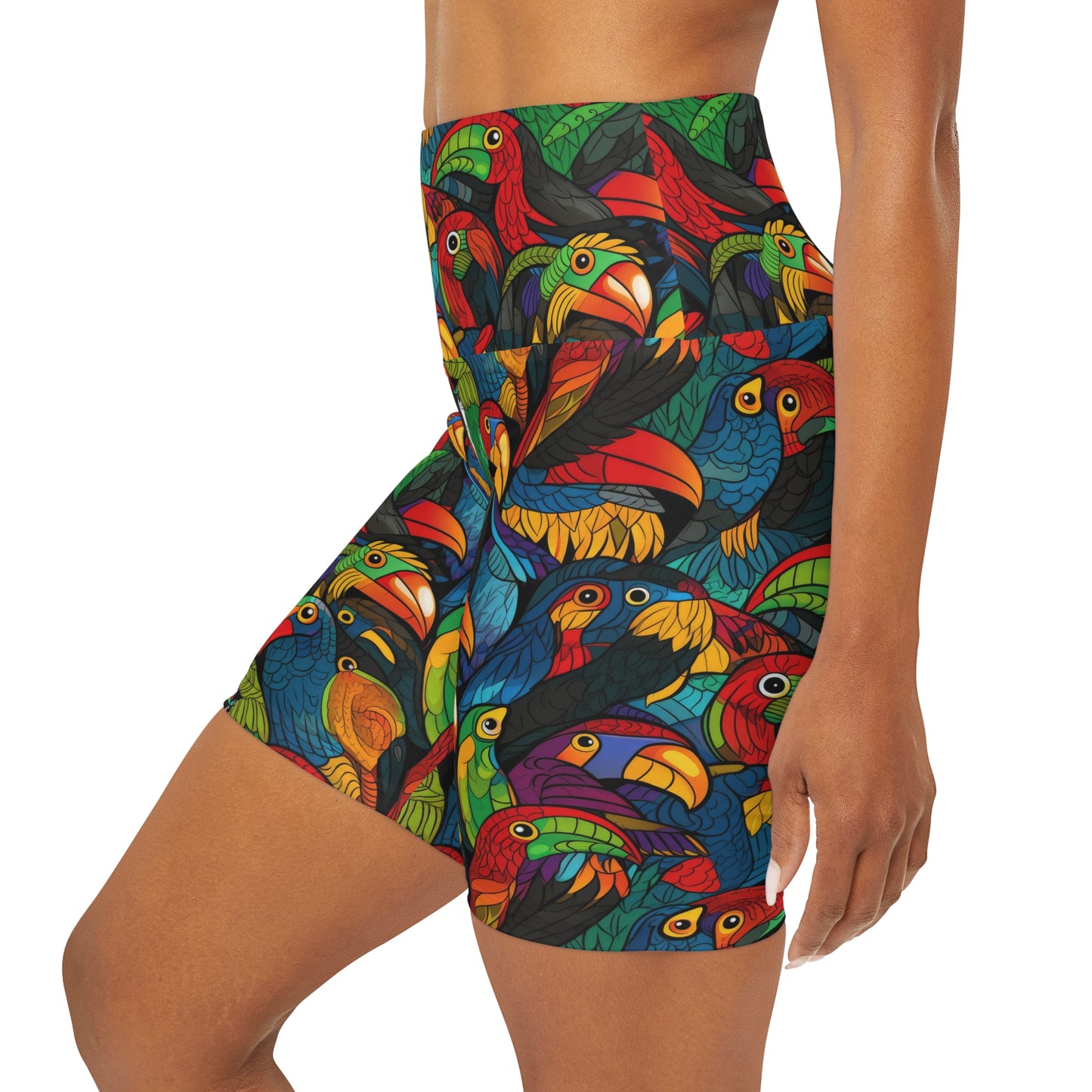High Waisted Yoga Shorts - Toucan Clan