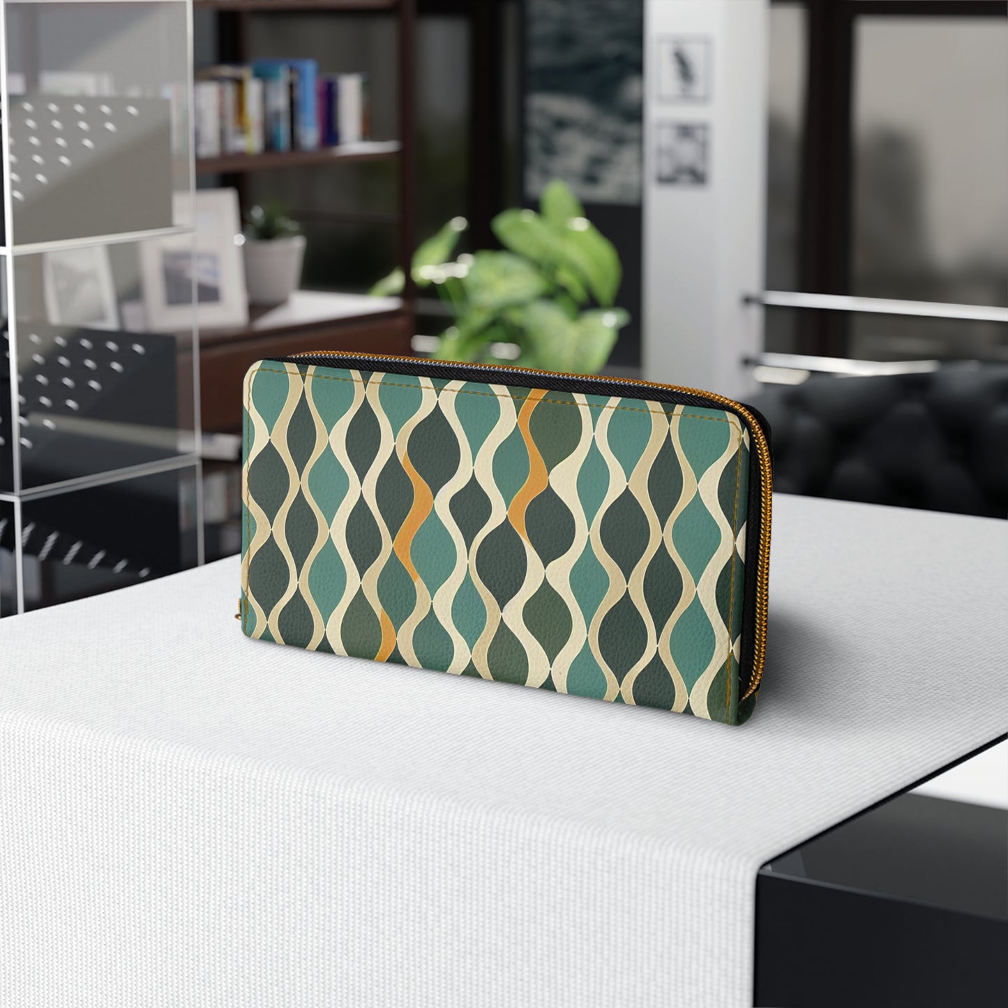Zipper Wallet - Deco Aqua Ringlets