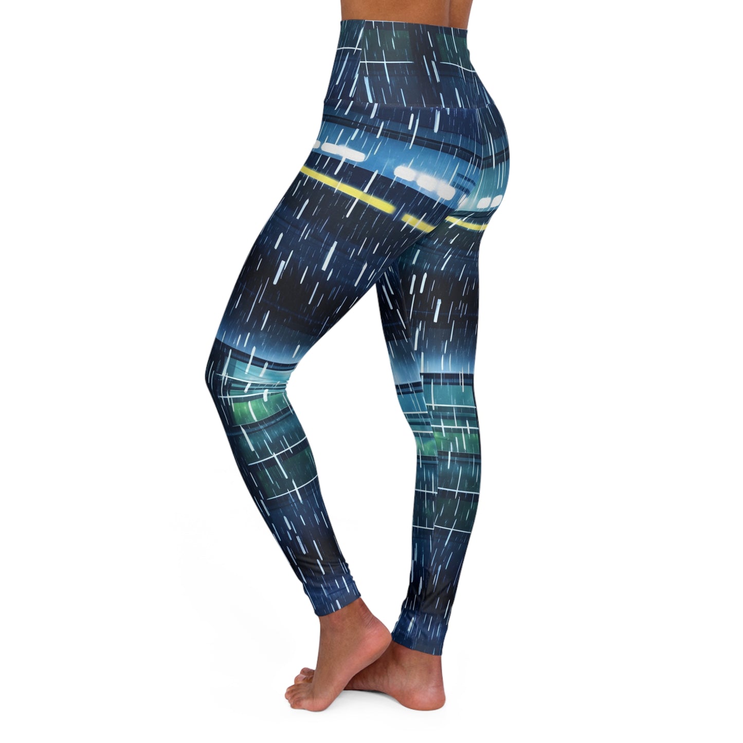 High Waisted Leggings - Bullet Train Typhoon