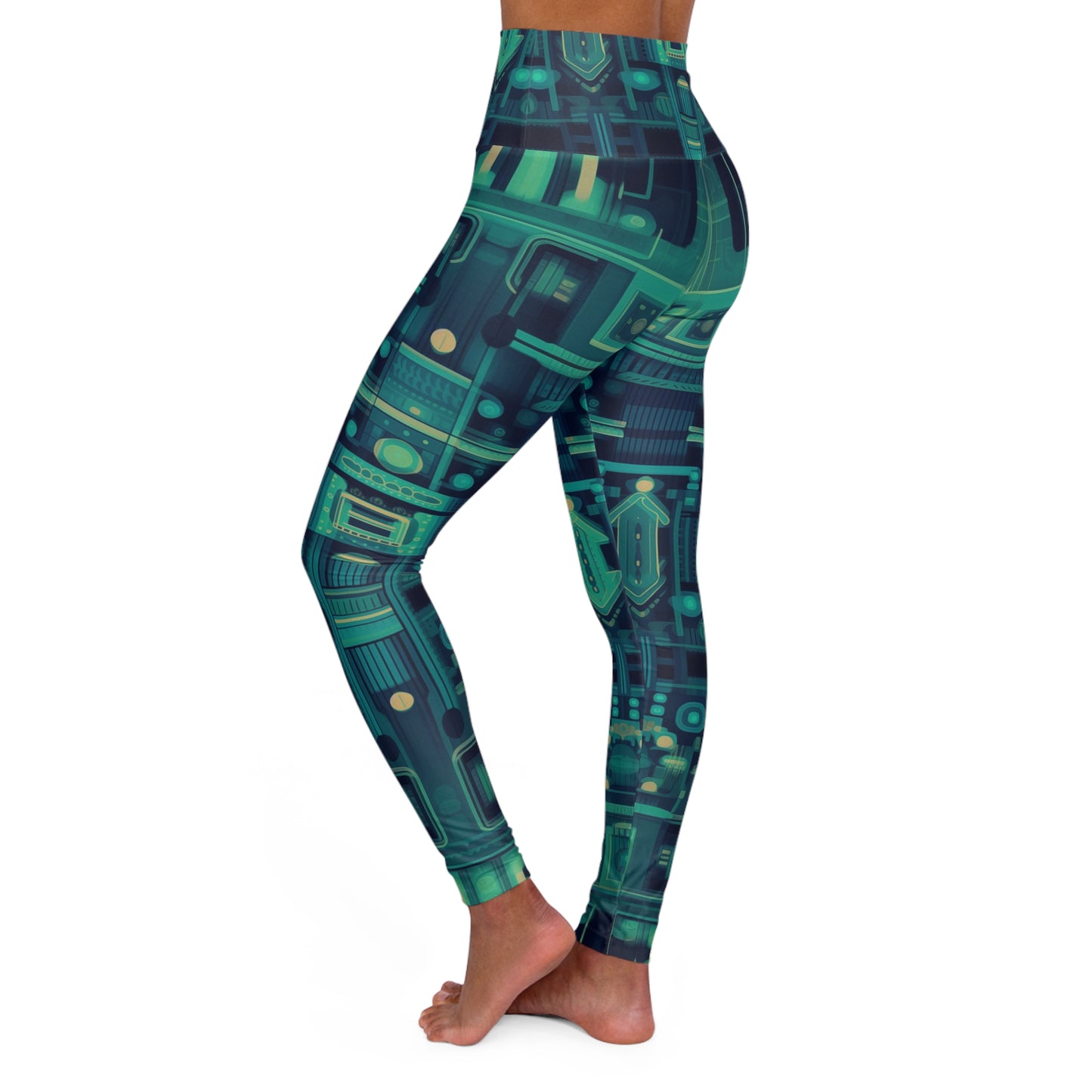 High Waisted Leggings - Annora Phalakasana Space Invader