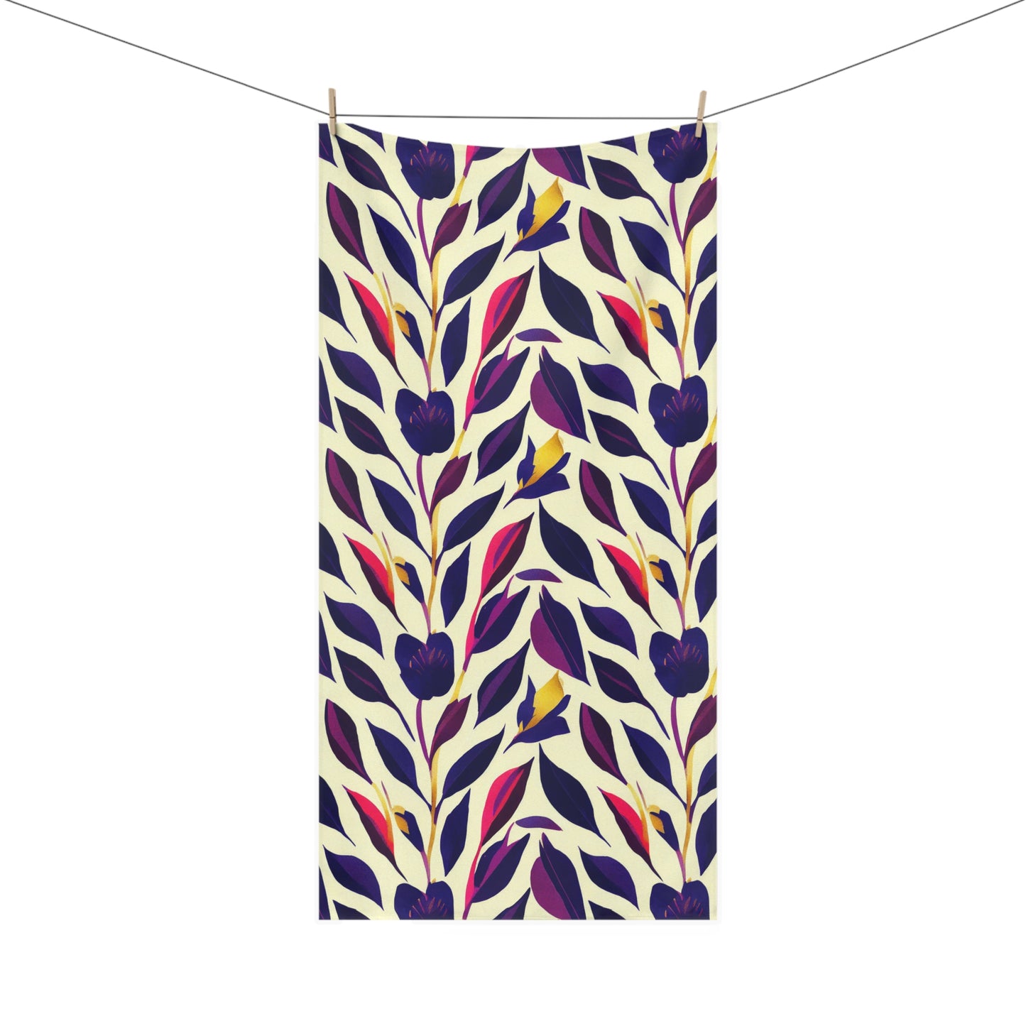Mink-Cotton Beach Towel - Violet Flourish Damask