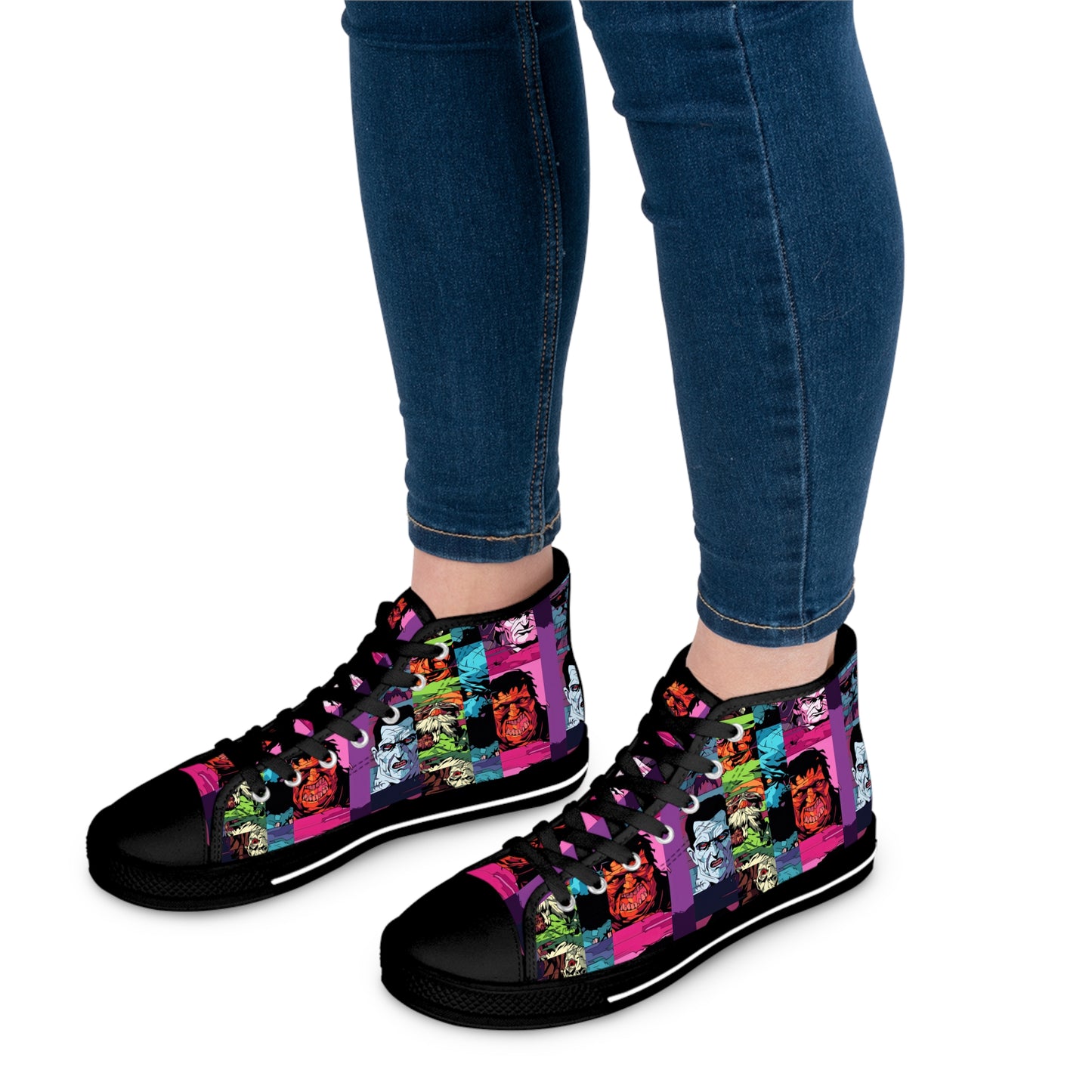 Women's High Top Sneakers - Spooky Monsters Anime Beta