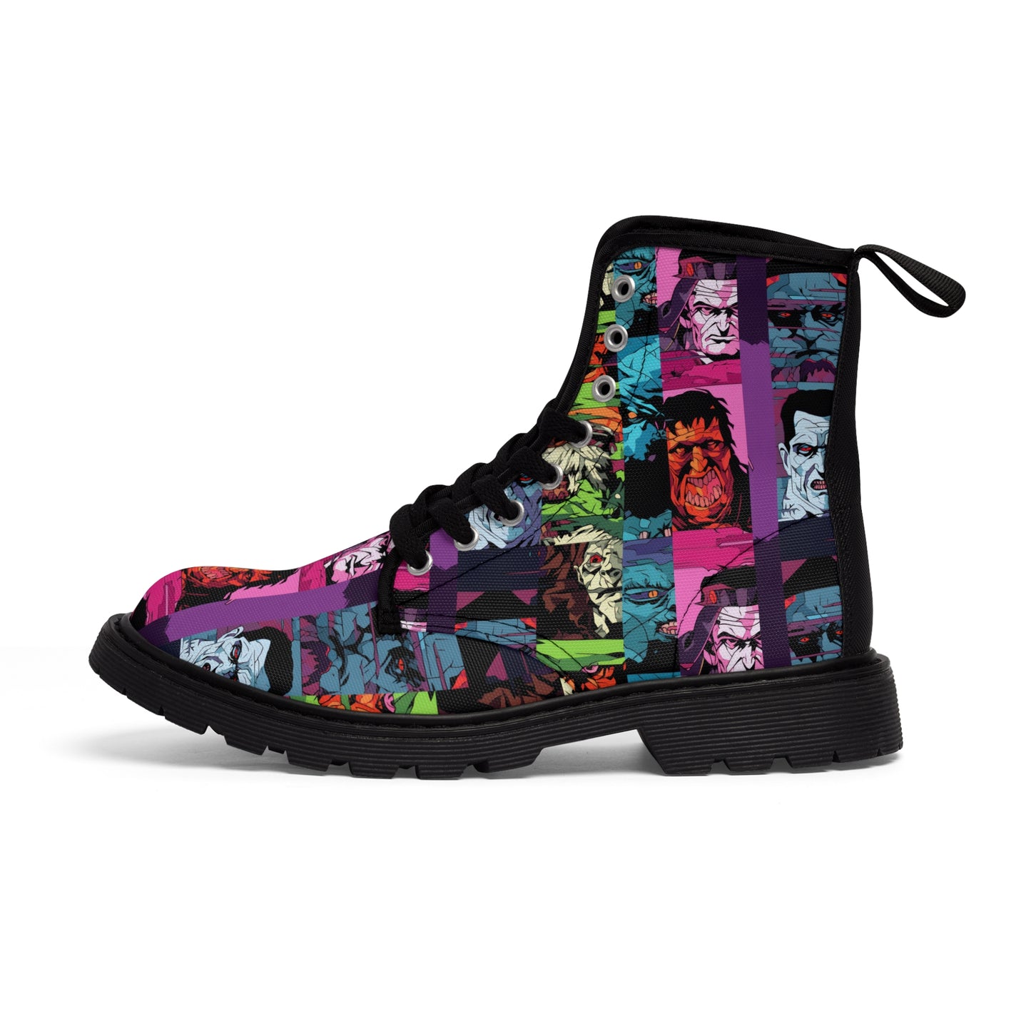 Men's Canvas Boots - Spooky Monsters Anime Beta