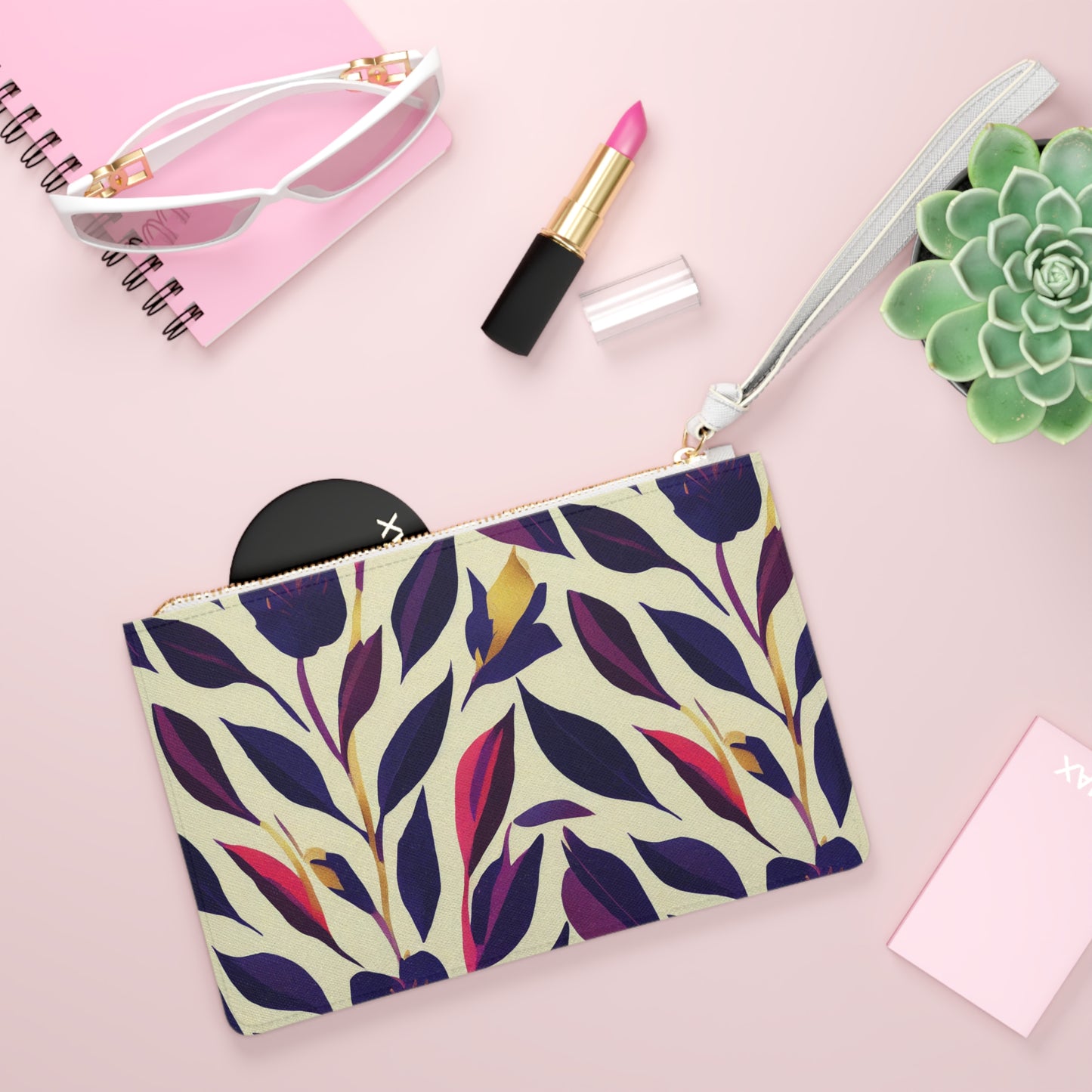 Violet Flourish Damask - Clutch