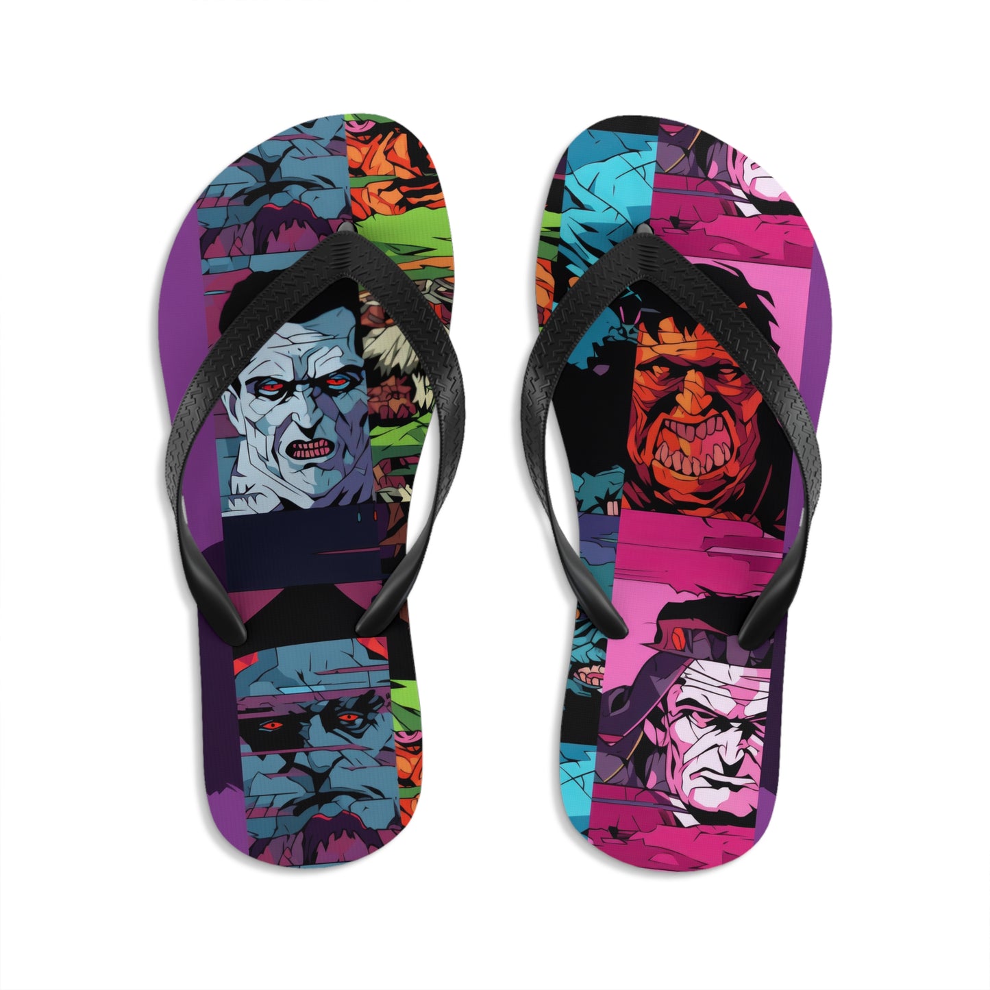 Unisex Flip-Flops - Spooky Monsters Anime Beta