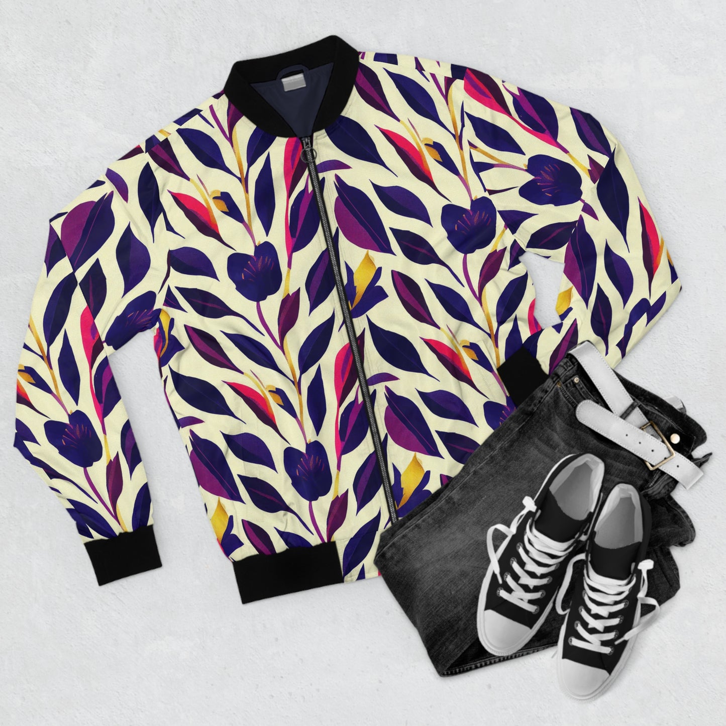 Men's Bomber Jacket - Violet Flourish Damask