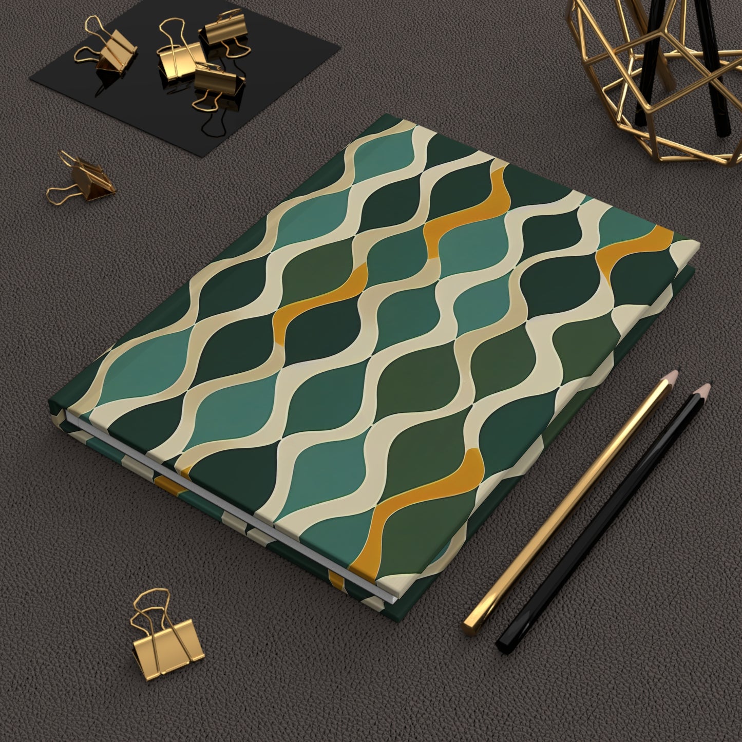 Hardcover Journal - Deco Aqua Ringlets