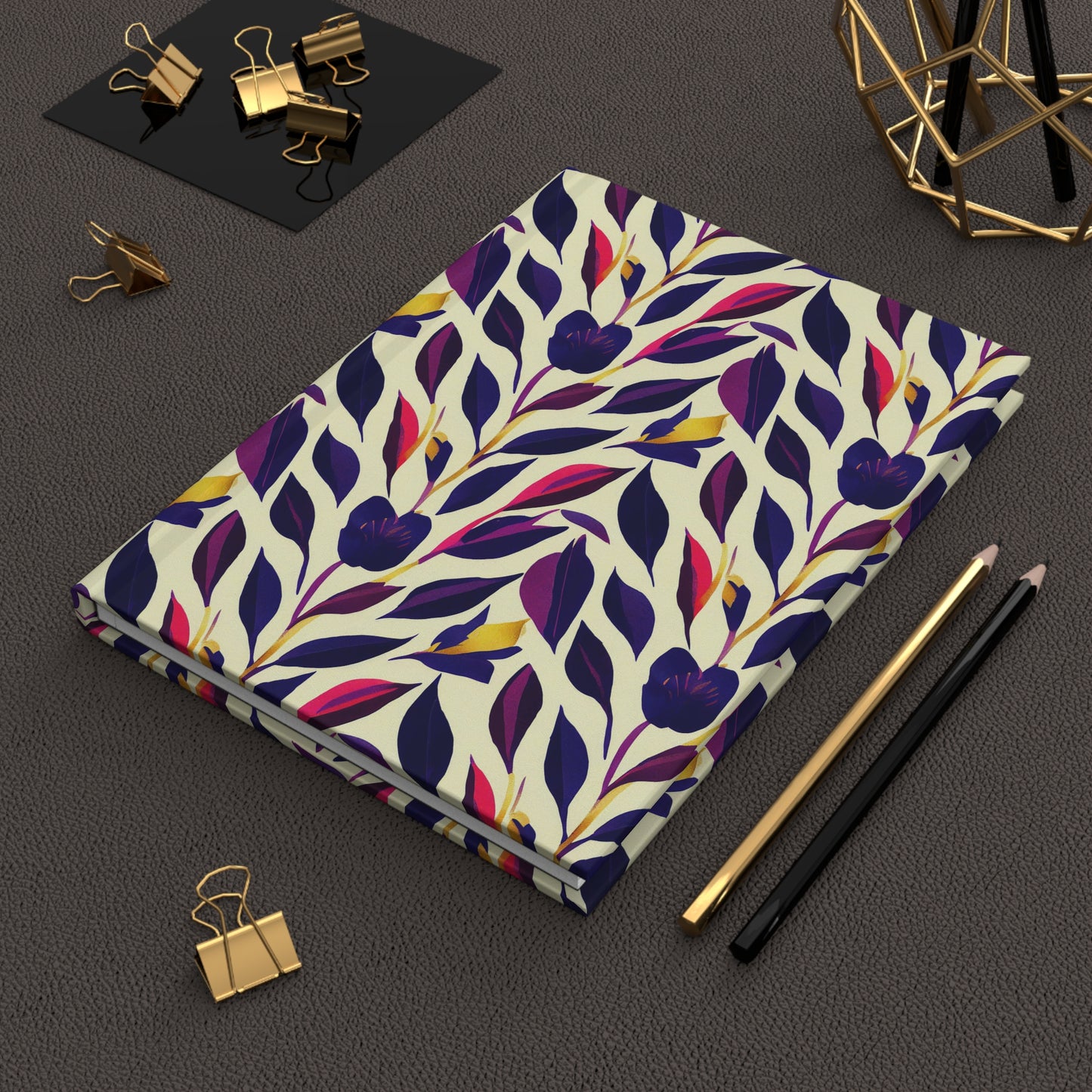 Hardcover Journal Matte - Violet Flourish Damask