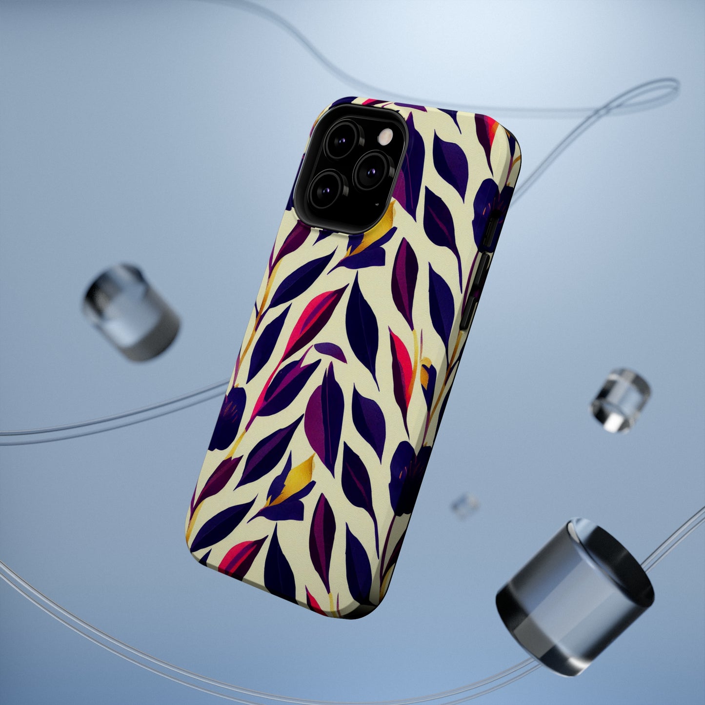 MagSafe Tough iPhone Case - Violet Flourish Damask