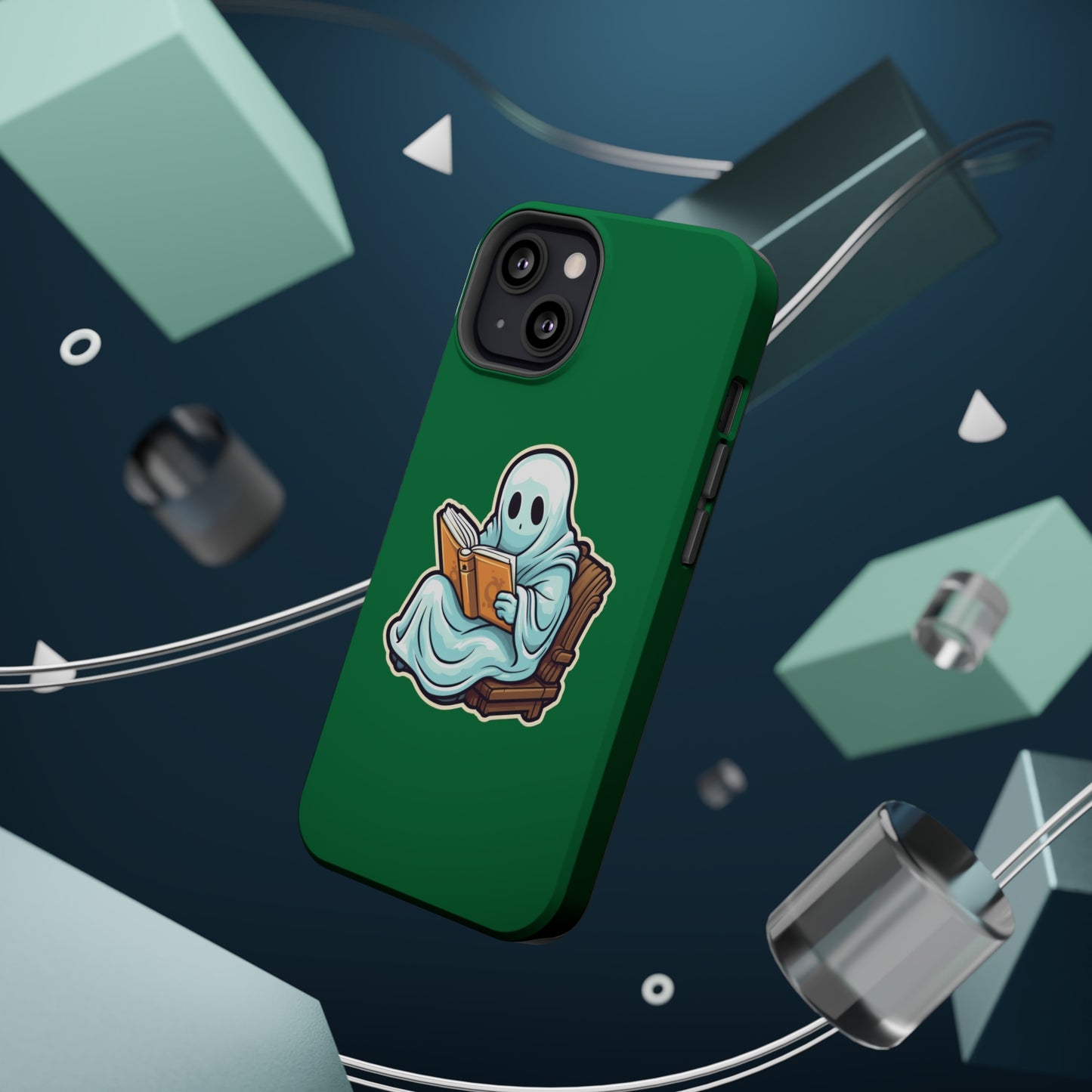 Ghost Reading Books iPhone Case, Halloween Teacher Gift, Librarian, Ghost, Halloween MagSafe Tough iPhone Case