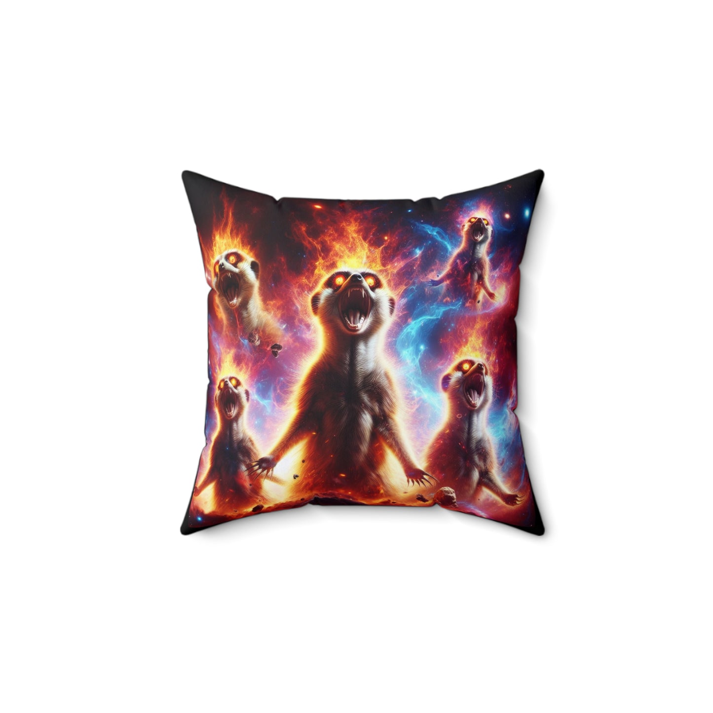 Spun Polyester Square Pillow - Meerkat Cosmic Level