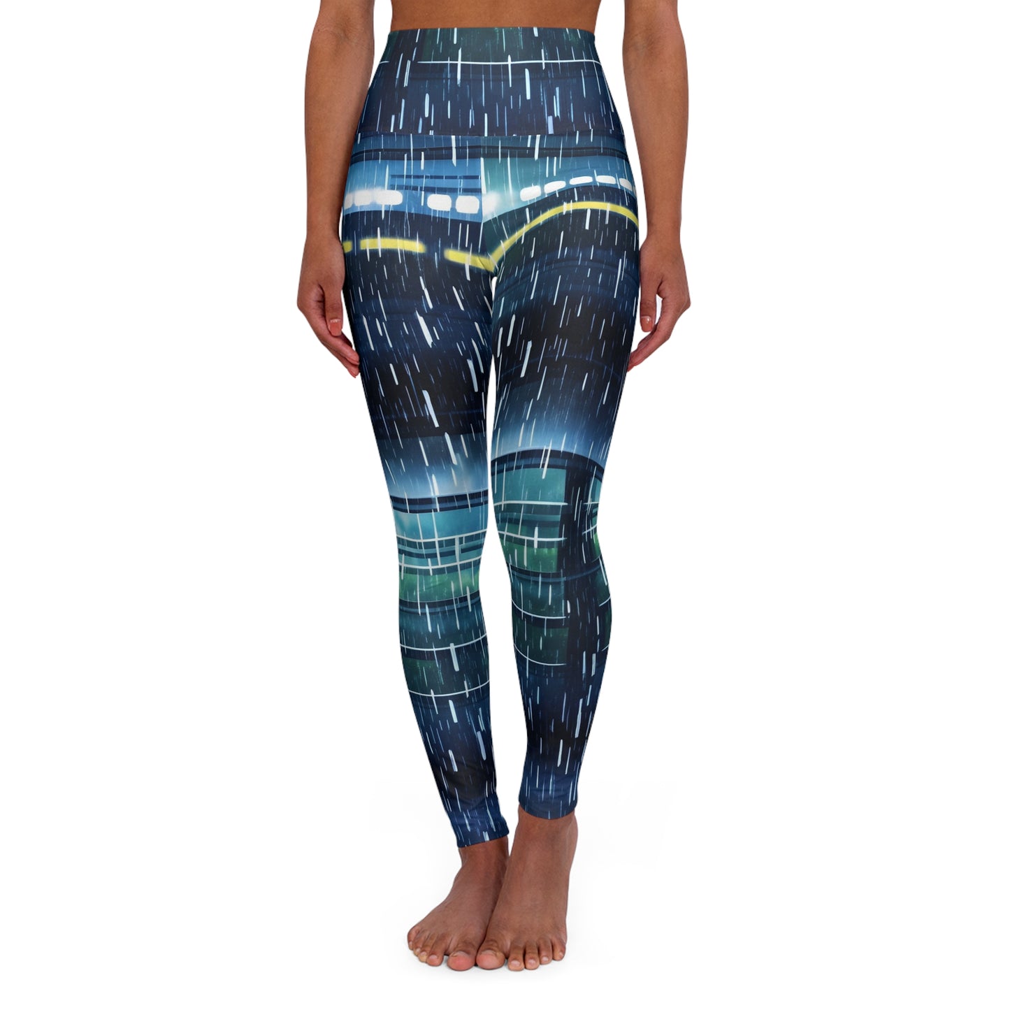 High Waisted Leggings - Bullet Train Typhoon
