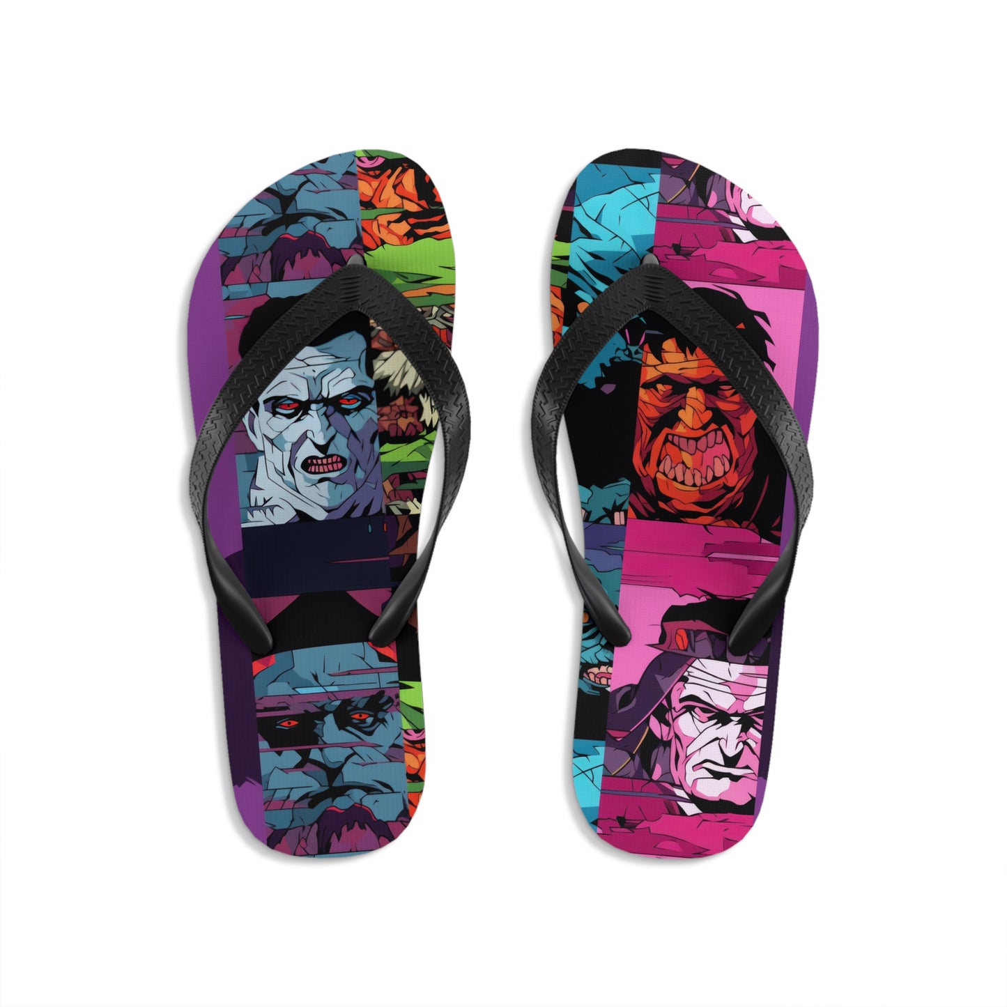 Unisex Flip-Flops - Spooky Monsters Anime Beta