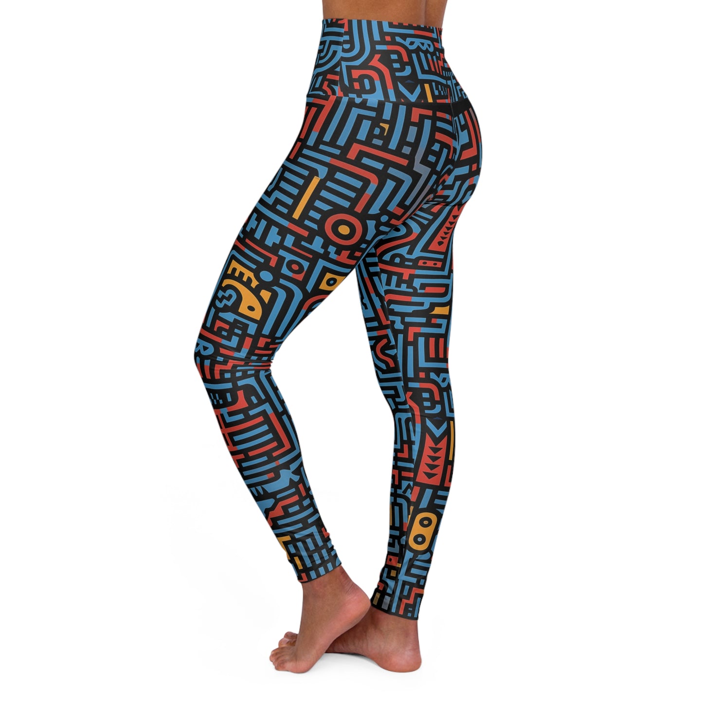 High Waisted Leggings - Linear Philadelphia Stripes