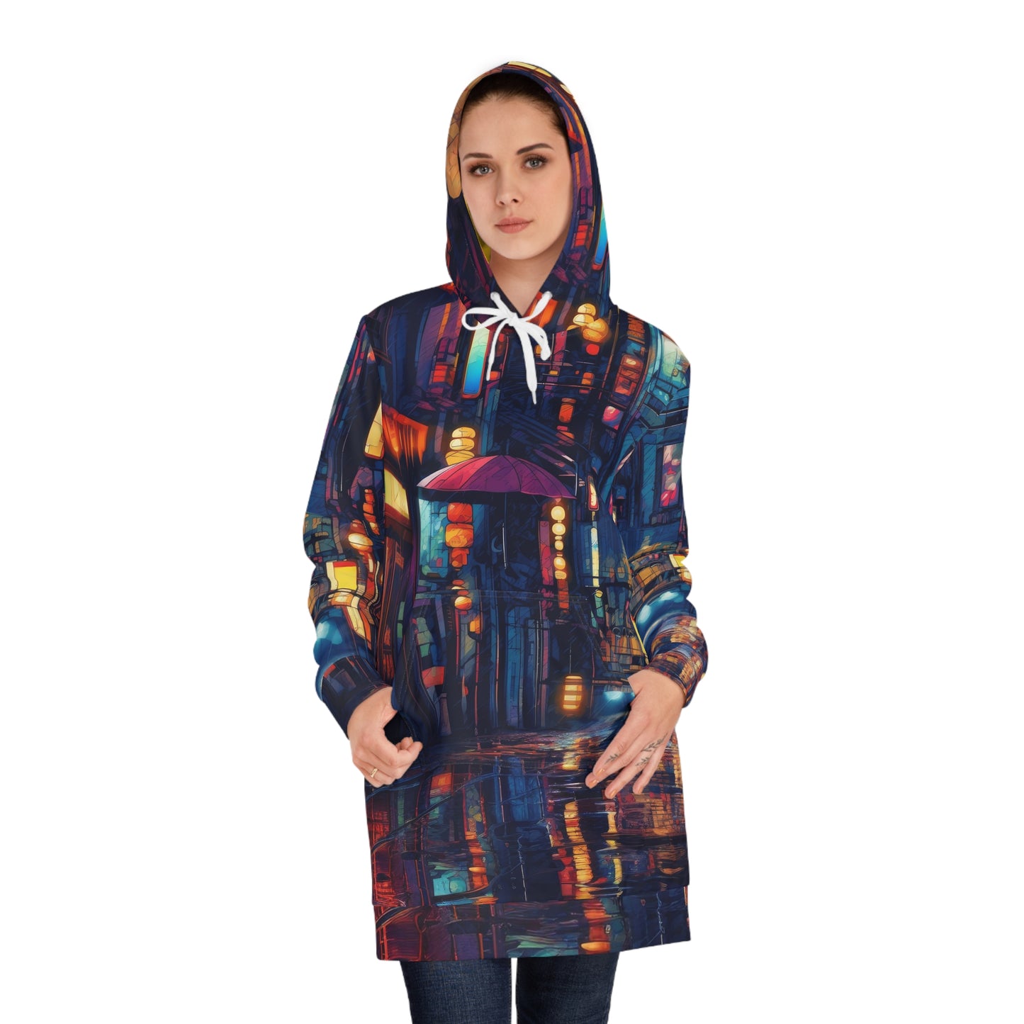 Women's Hoodie Dress - Wandering Osaka