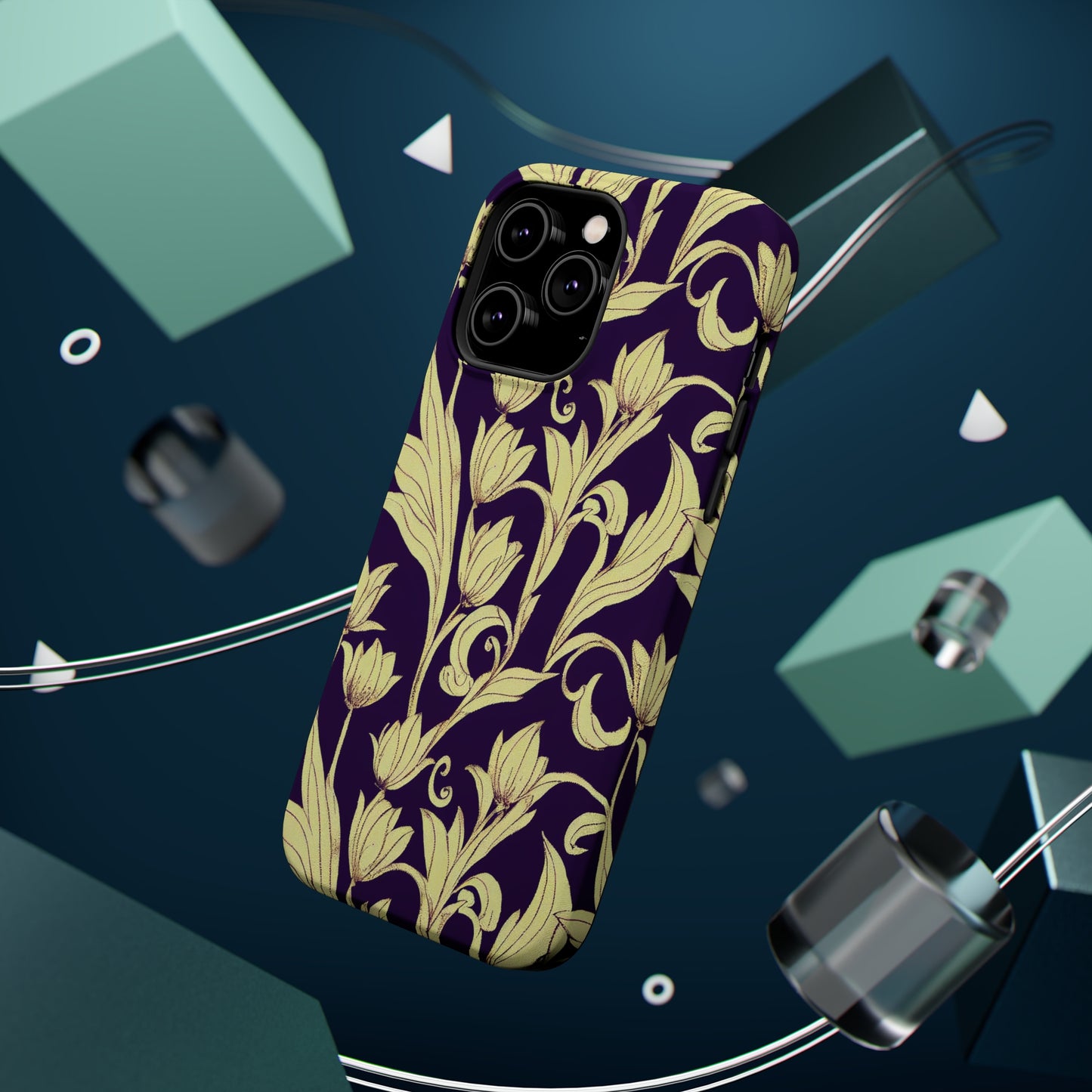 MagSafe Tough iPhone Case - Baroque Blossom Damask