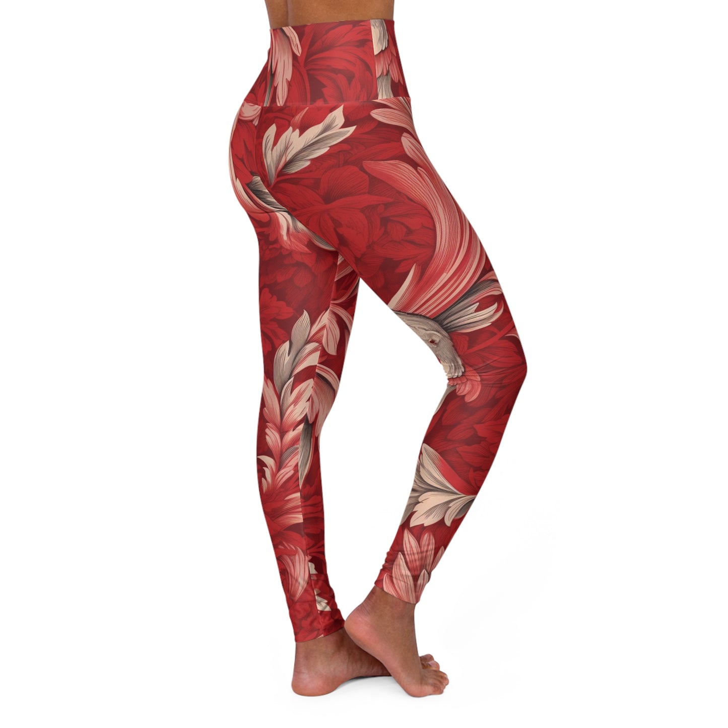 High Waisted Leggings - Impressionist Tulip.