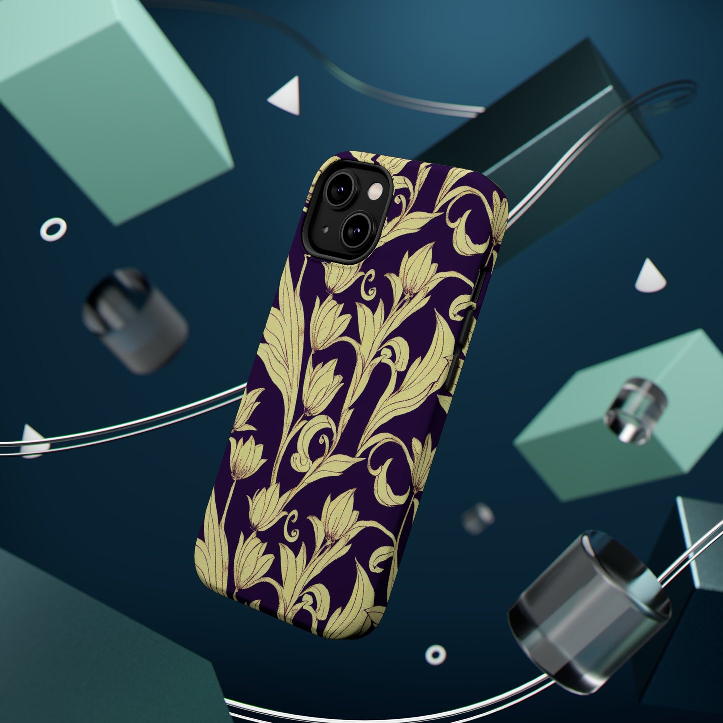 MagSafe Tough iPhone Case - Baroque Blossom Damask