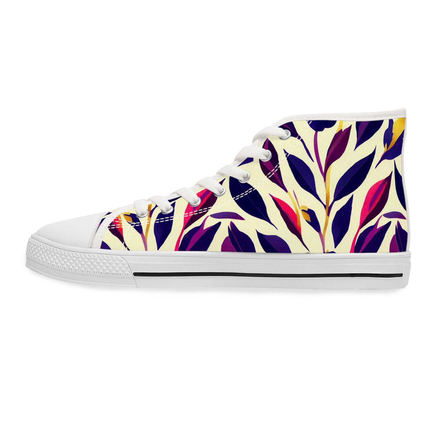 Women's High Top Sneakers - Violet Flourish Damask