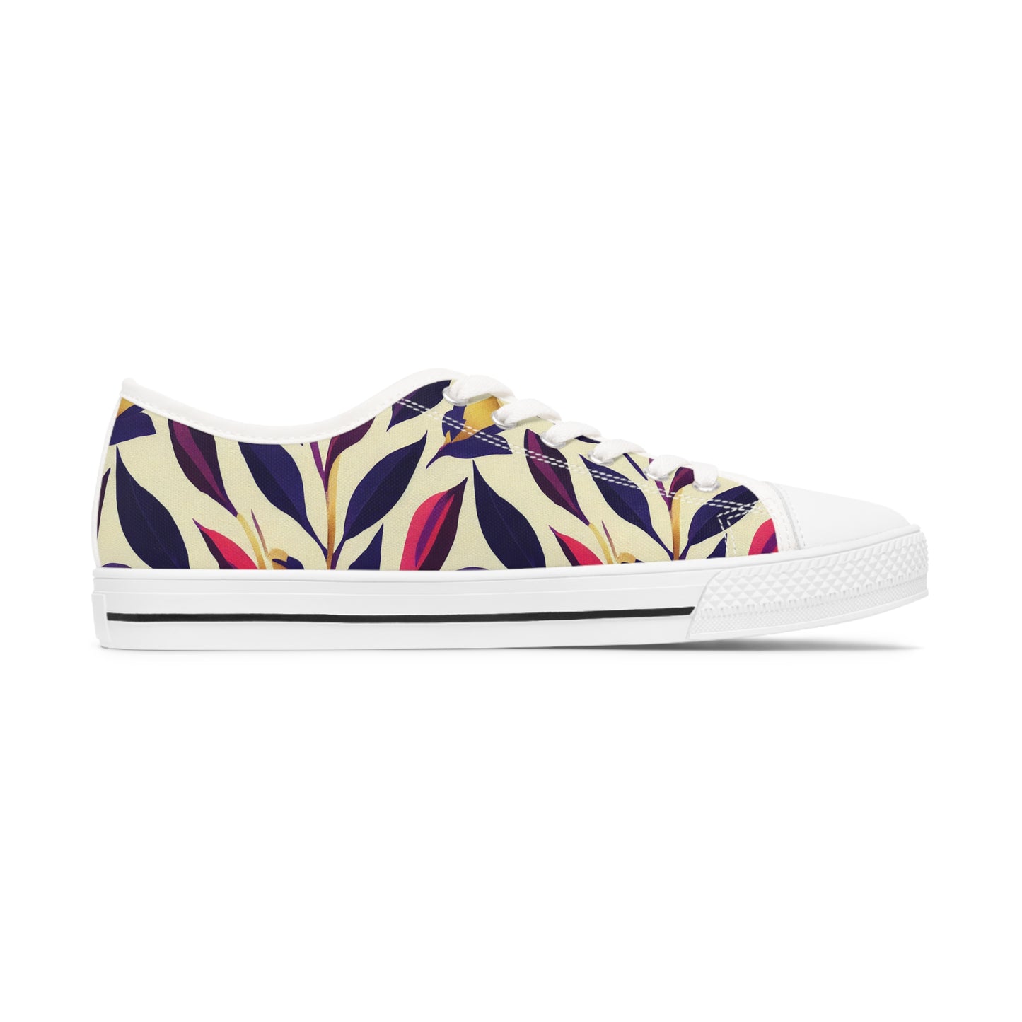 Violet Flourish Damask - Women's Low Top Sneakers