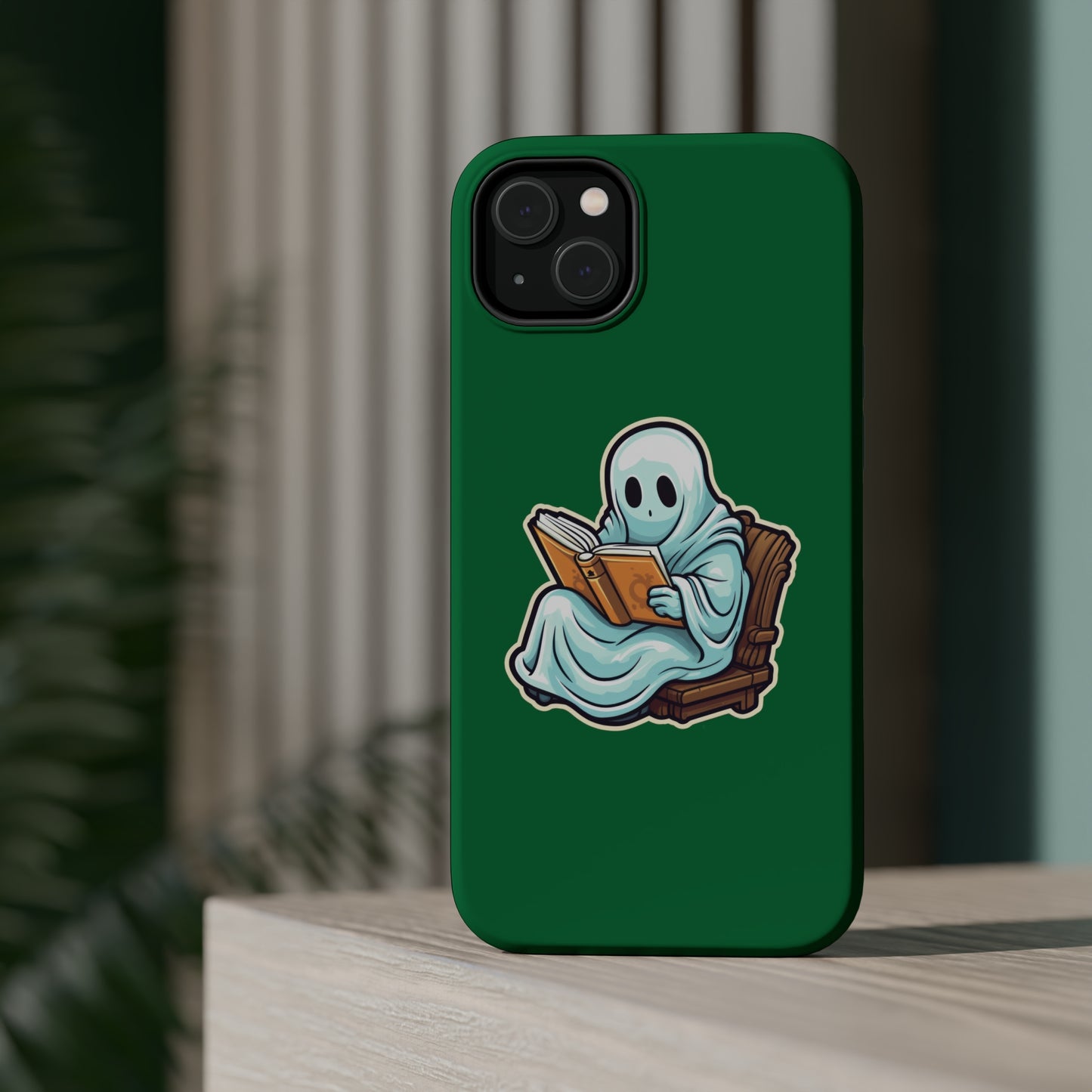 Ghost Reading Books iPhone Case, Halloween Teacher Gift, Librarian, Ghost, Halloween MagSafe Tough iPhone Case