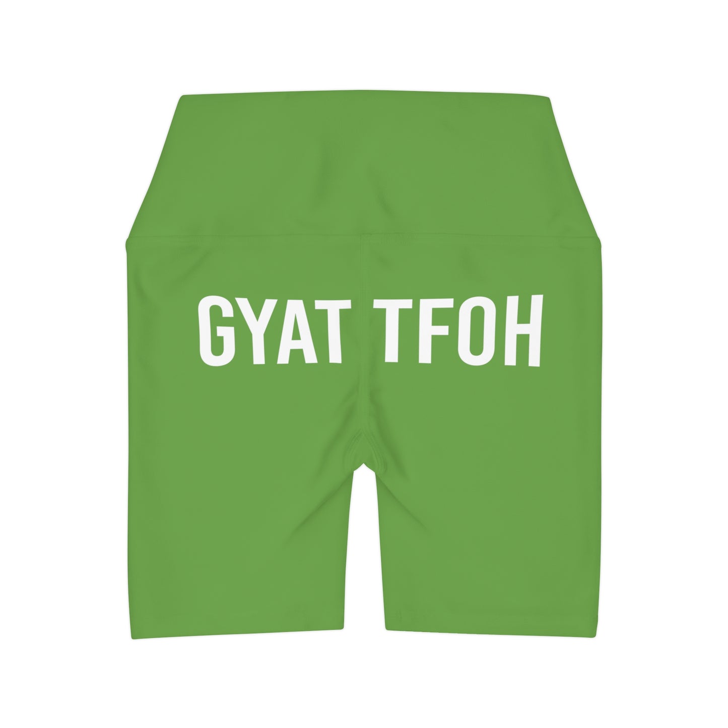 High Waisted Yoga Shorts | GYAT TFOH | White on Green