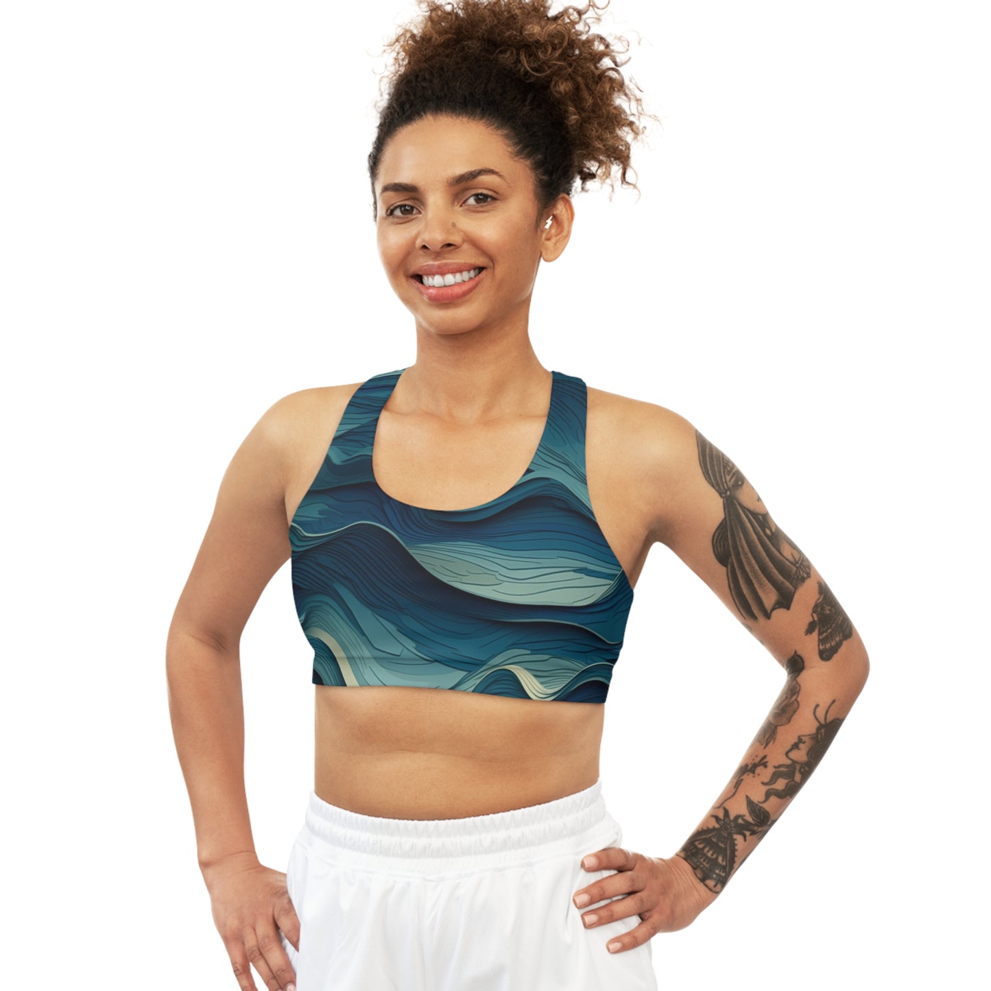Sports Bra - Jehanne Tadasana Ocean Waves