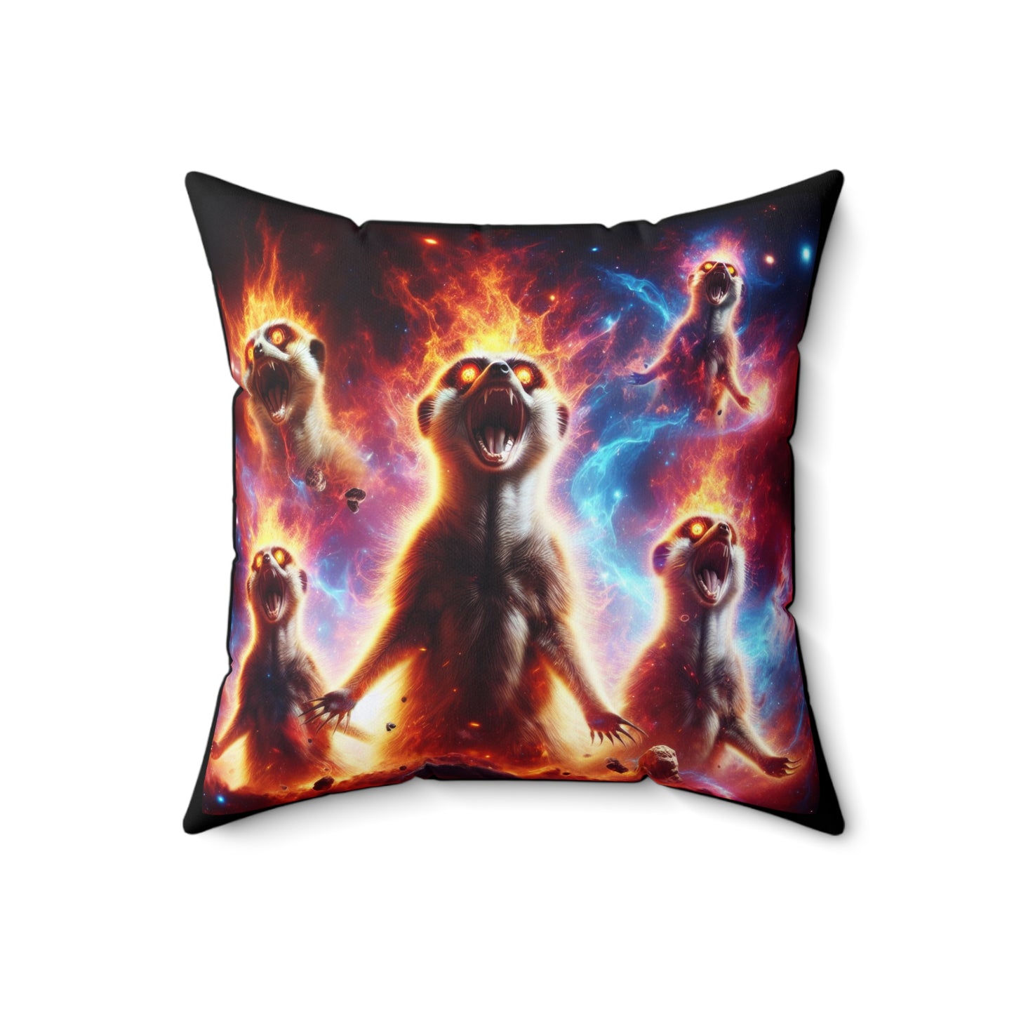 Spun Polyester Square Pillow - Meerkat Cosmic Level
