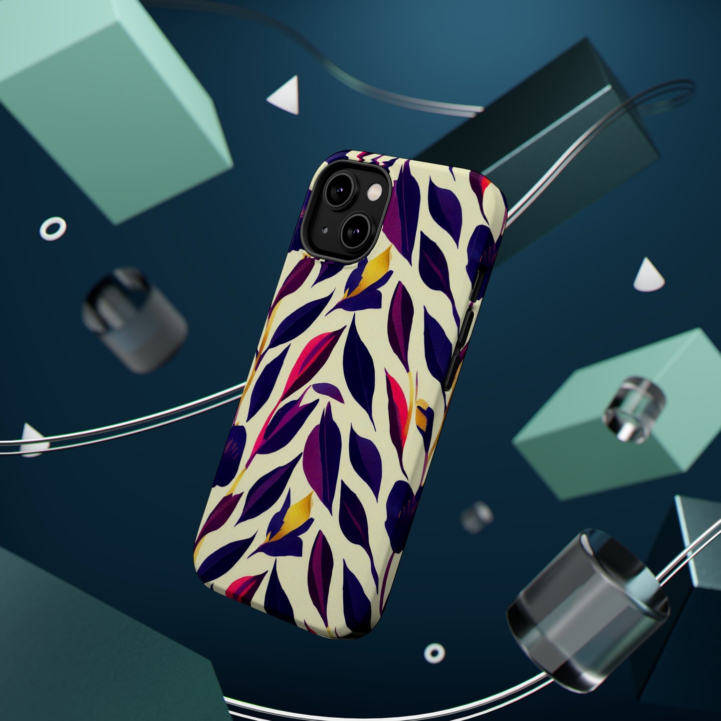 MagSafe Tough iPhone Case - Violet Flourish Damask